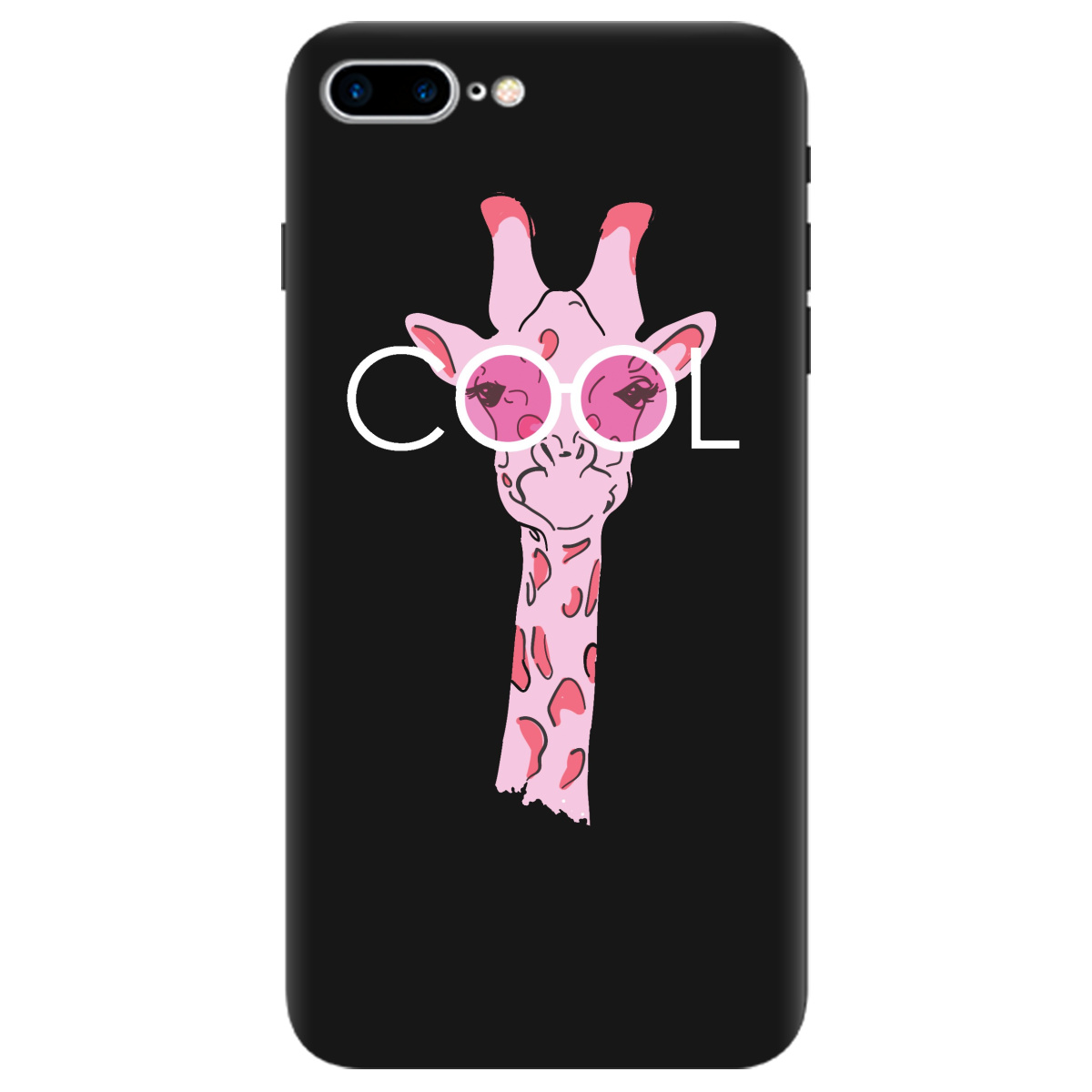 Чехол для Apple iPhone 7 Plus черный матовый soft touch Cool giraffe - фото 1