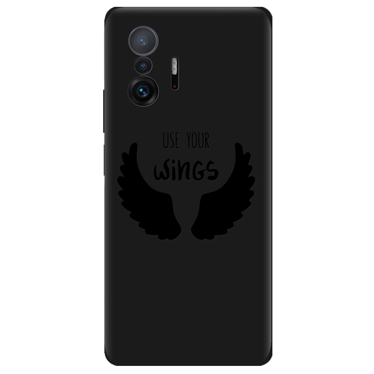 Чехол для Xiaomi 11T Pro черный матовый soft touch Wings - фото 1