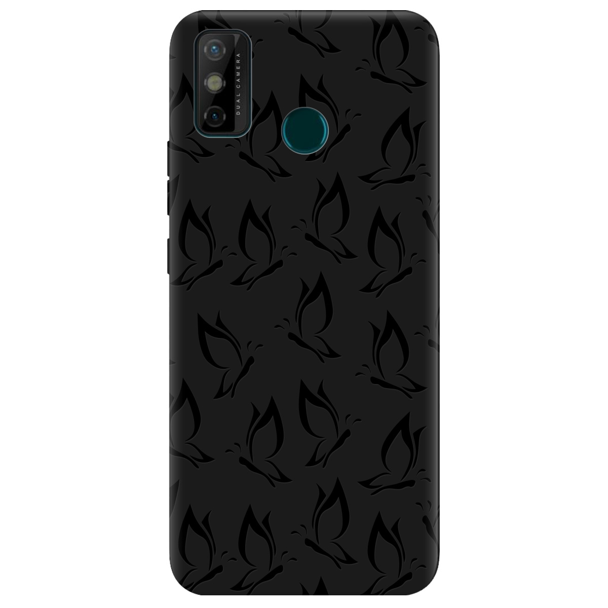 Чехол для Tecno Spark 6 Go черный матовый soft touch Butterfly - фото 1
