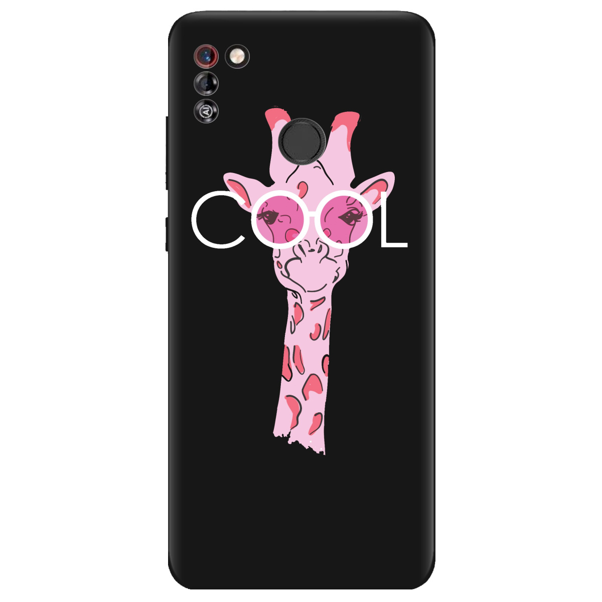 Чехол для Tecno Pop 4 Pro черный матовый soft touch Cool giraffe - фото 1