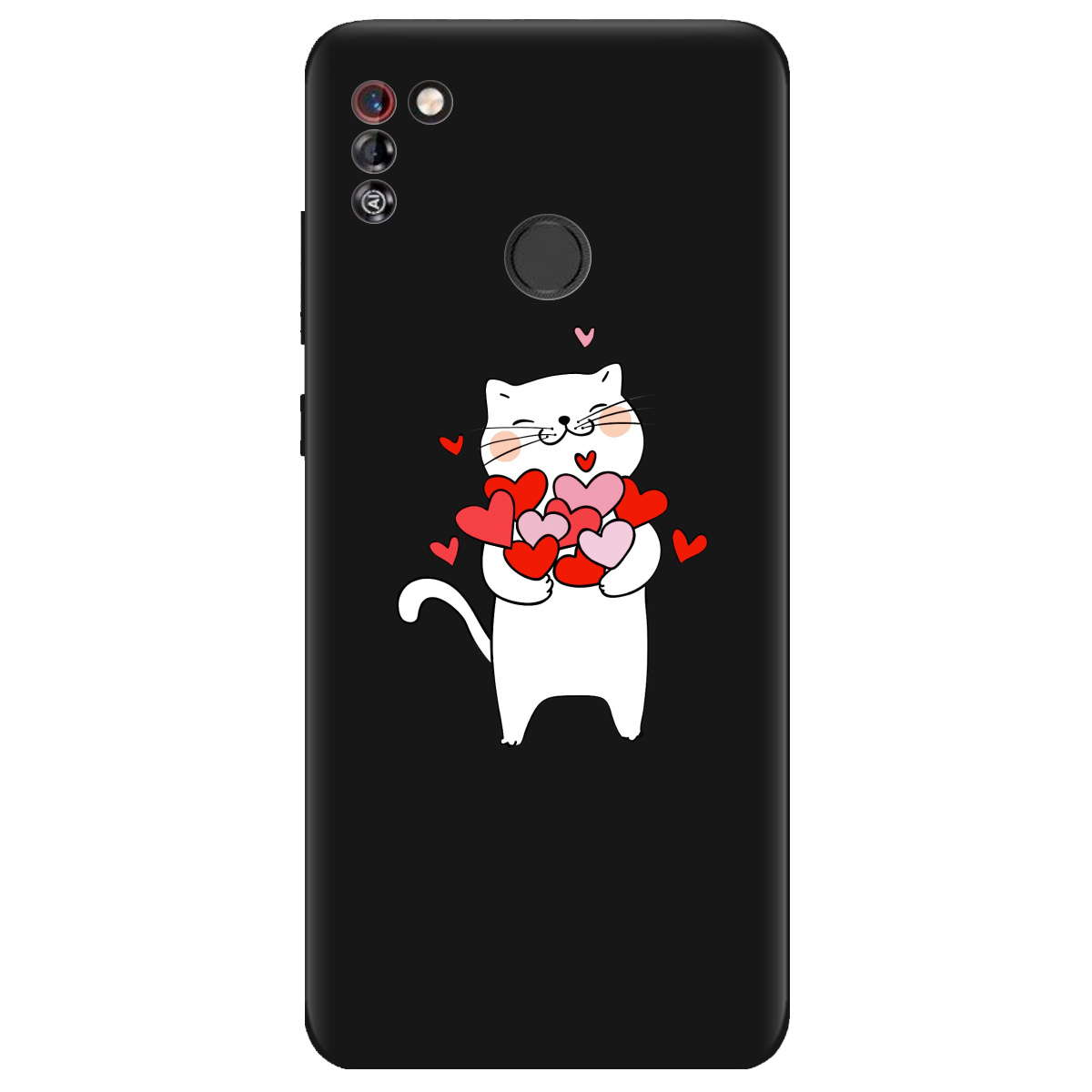 Чехол для Tecno Pop 4 Pro черный матовый soft touch loving heart - фото 1