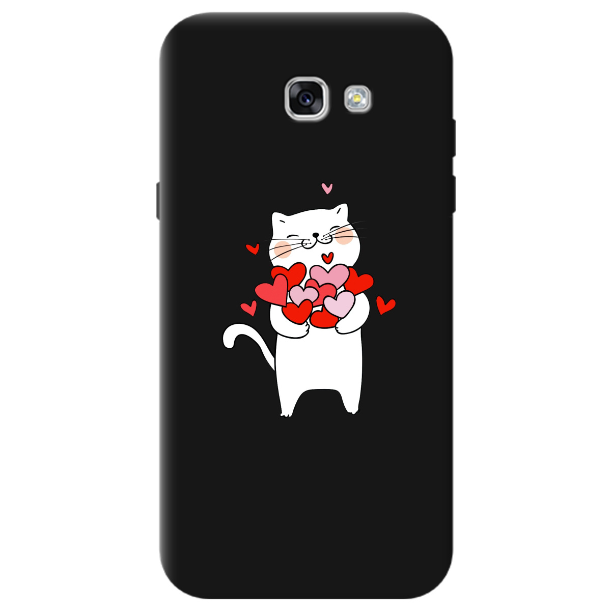Чехол для Samsung Galaxy A7 2017 черный матовый soft touch loving heart - фото 1