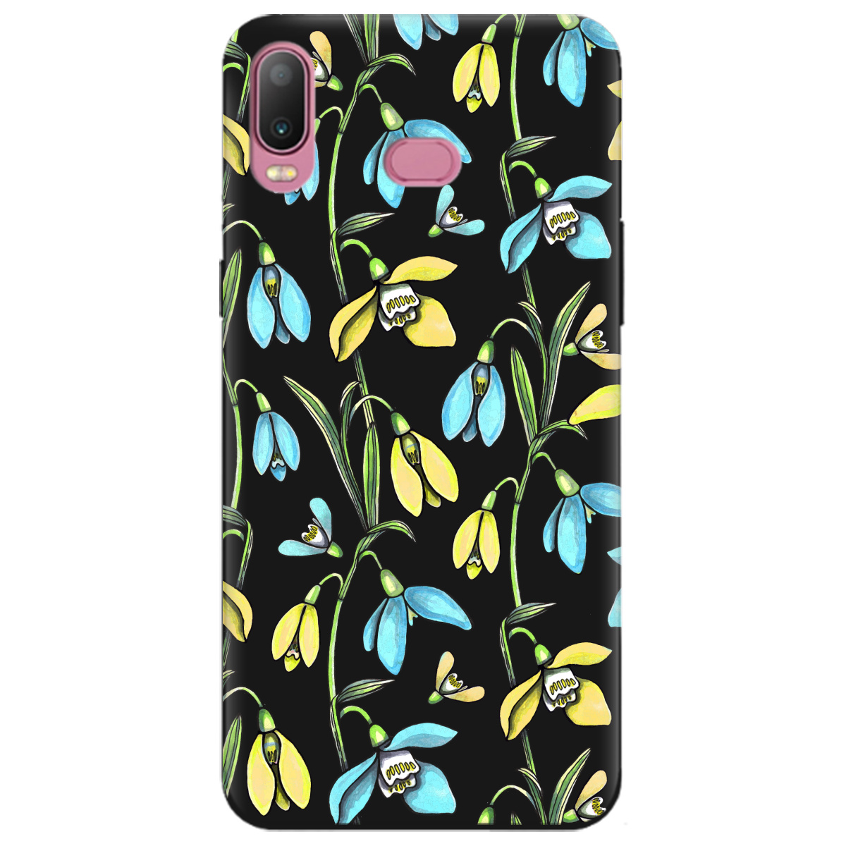 Чехол для Samsung Galaxy A6S 2018 черный матовый soft touch Проліски - фото 1