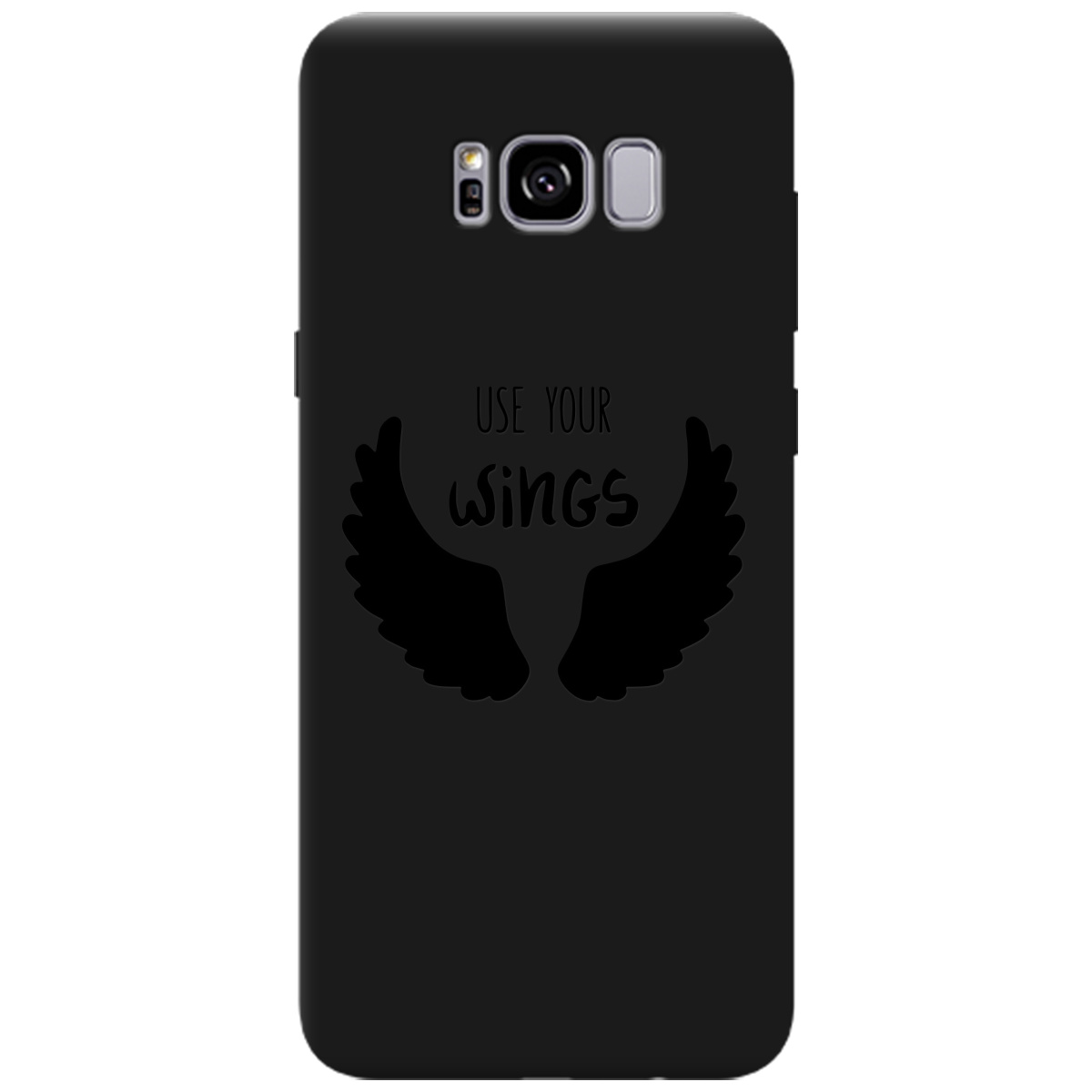 Чохол для Samsung Galaxy S8 Plus чорний матовий soft touch Wings - фото 1