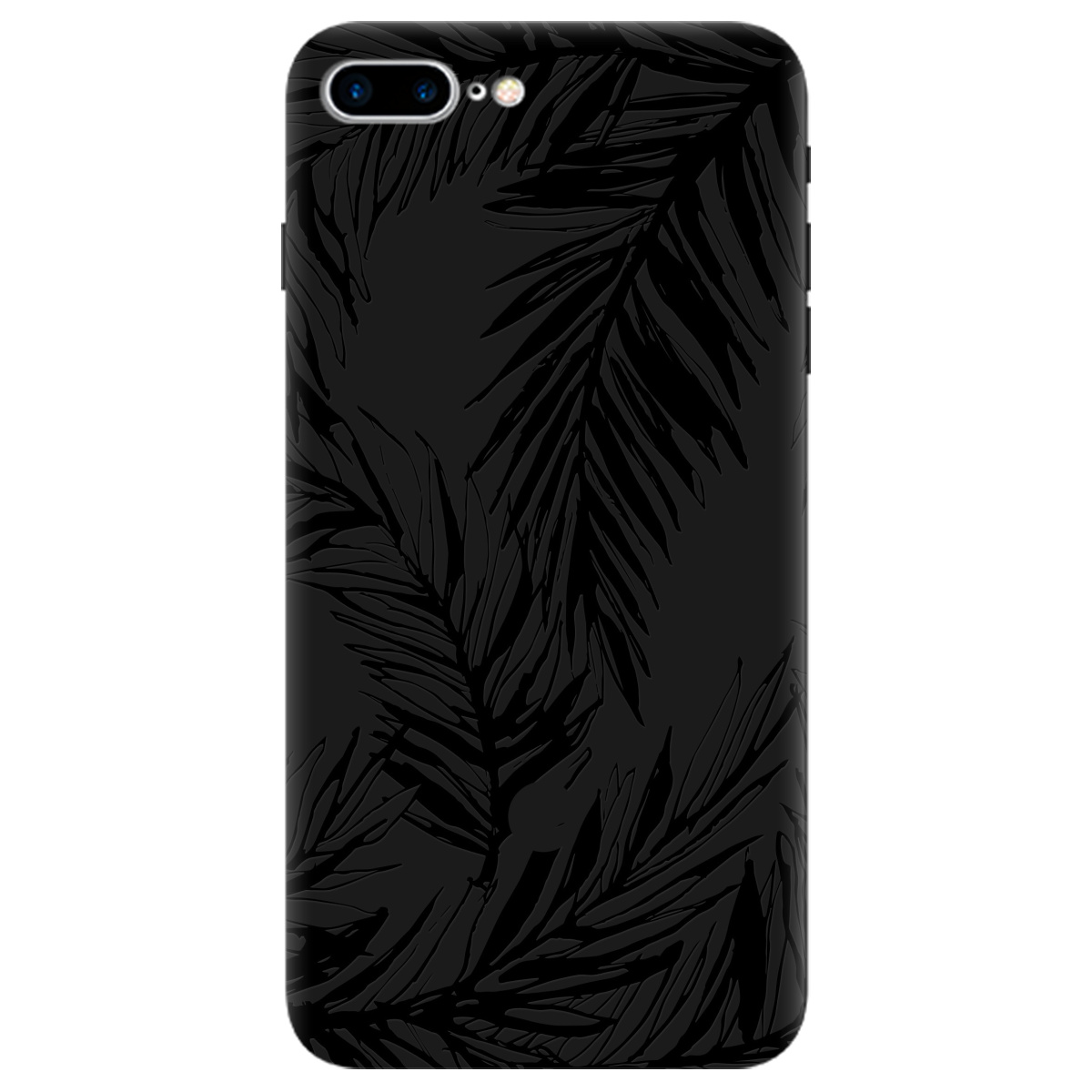 Чехол для Apple iPhone 8 Plus черный матовый soft touch Tropics - фото 1