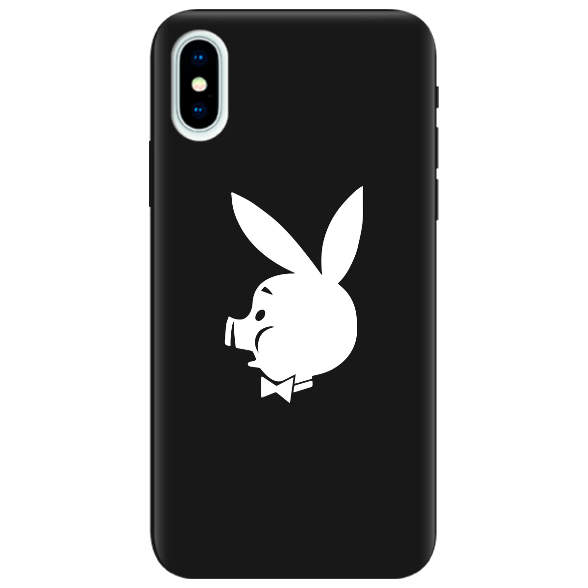 Чехол для Apple iPhone X черный матовый soft touch Piggy - фото 1