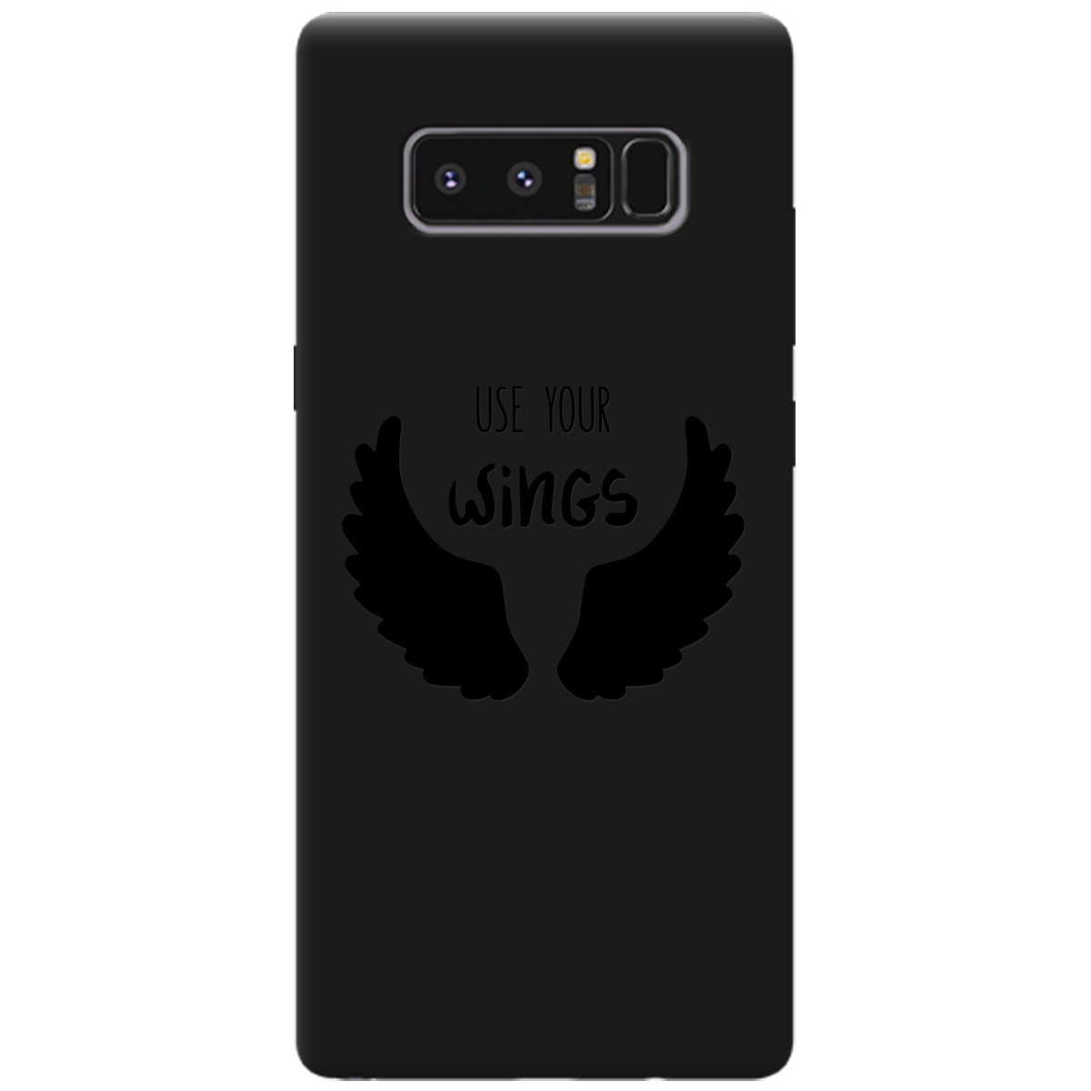 Чехол для Samsung Galaxy Note 8 черный матовый soft touch Wings - фото 1
