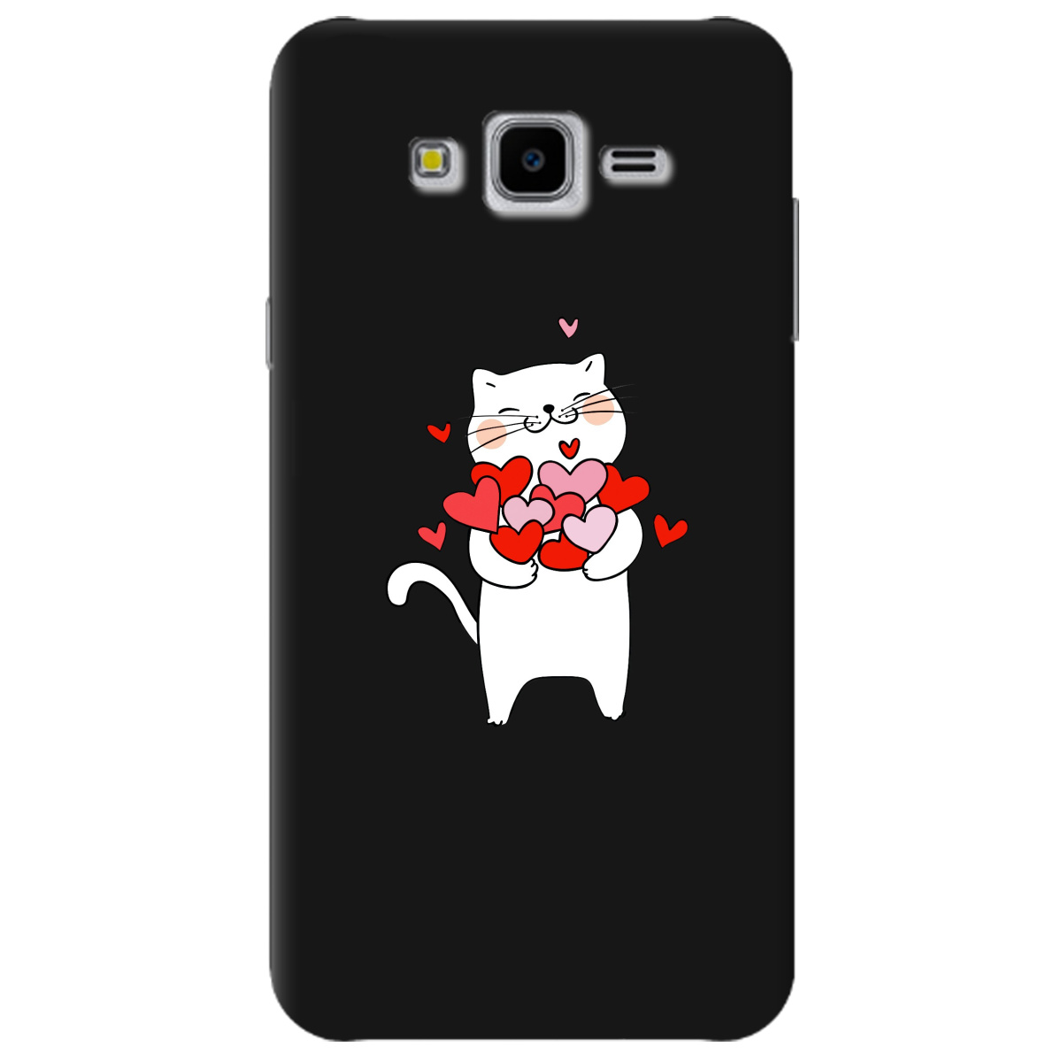 Чехол для Samsung Galaxy J7 Neo J701F / DS черный матовый soft touch loving heart - фото 1