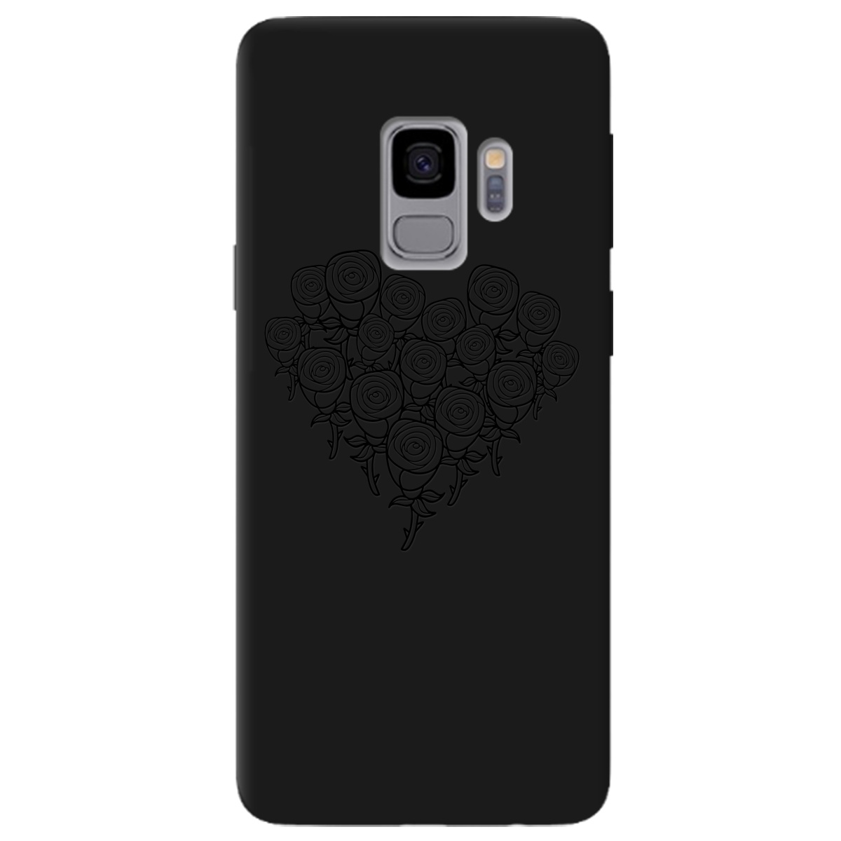 Чехол для Samsung Galaxy S9 черный матовый soft touch Love - фото 1