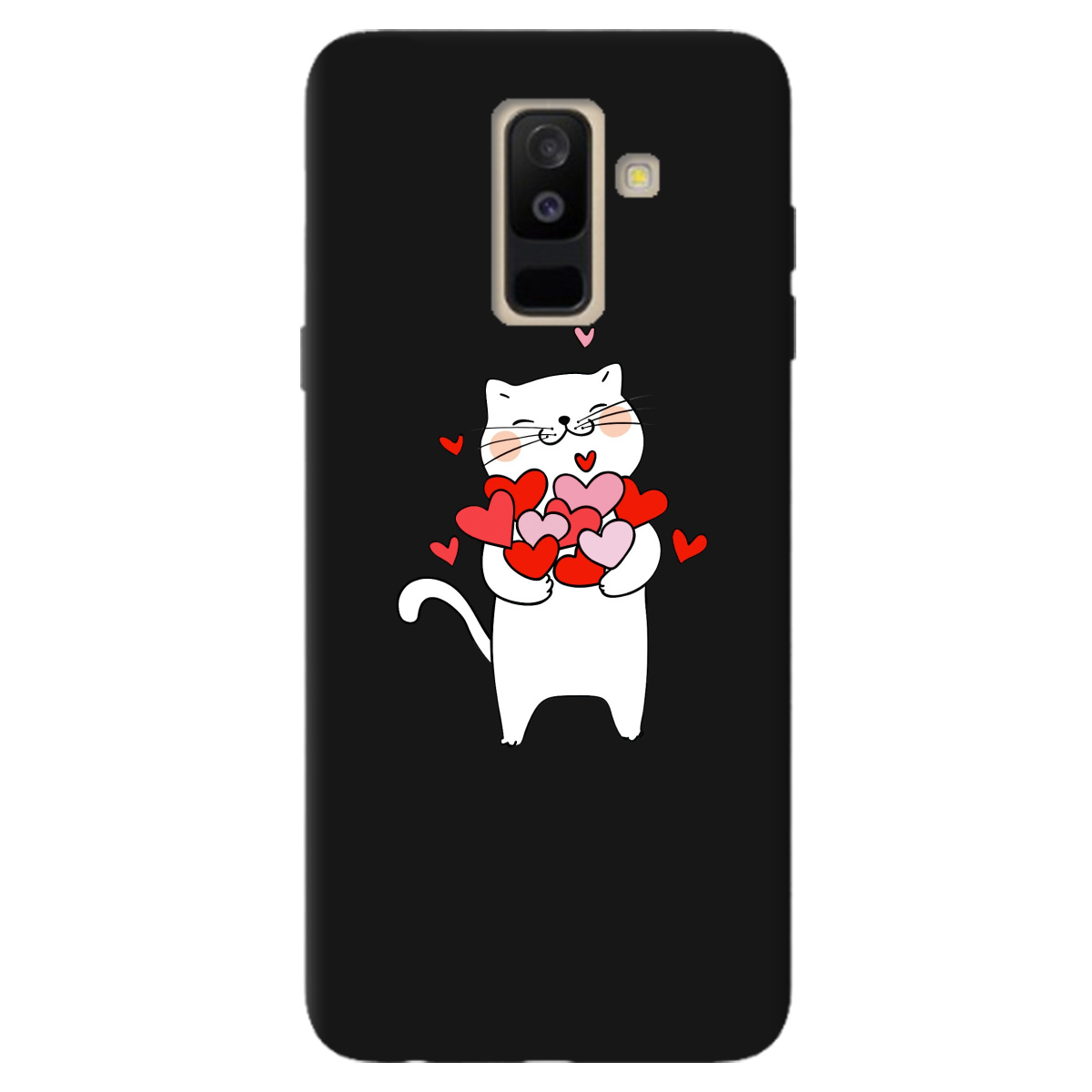 Чохол для Samsung Galaxy A6 Plus 2018 чорний матовий soft touch loving heart - фото 1