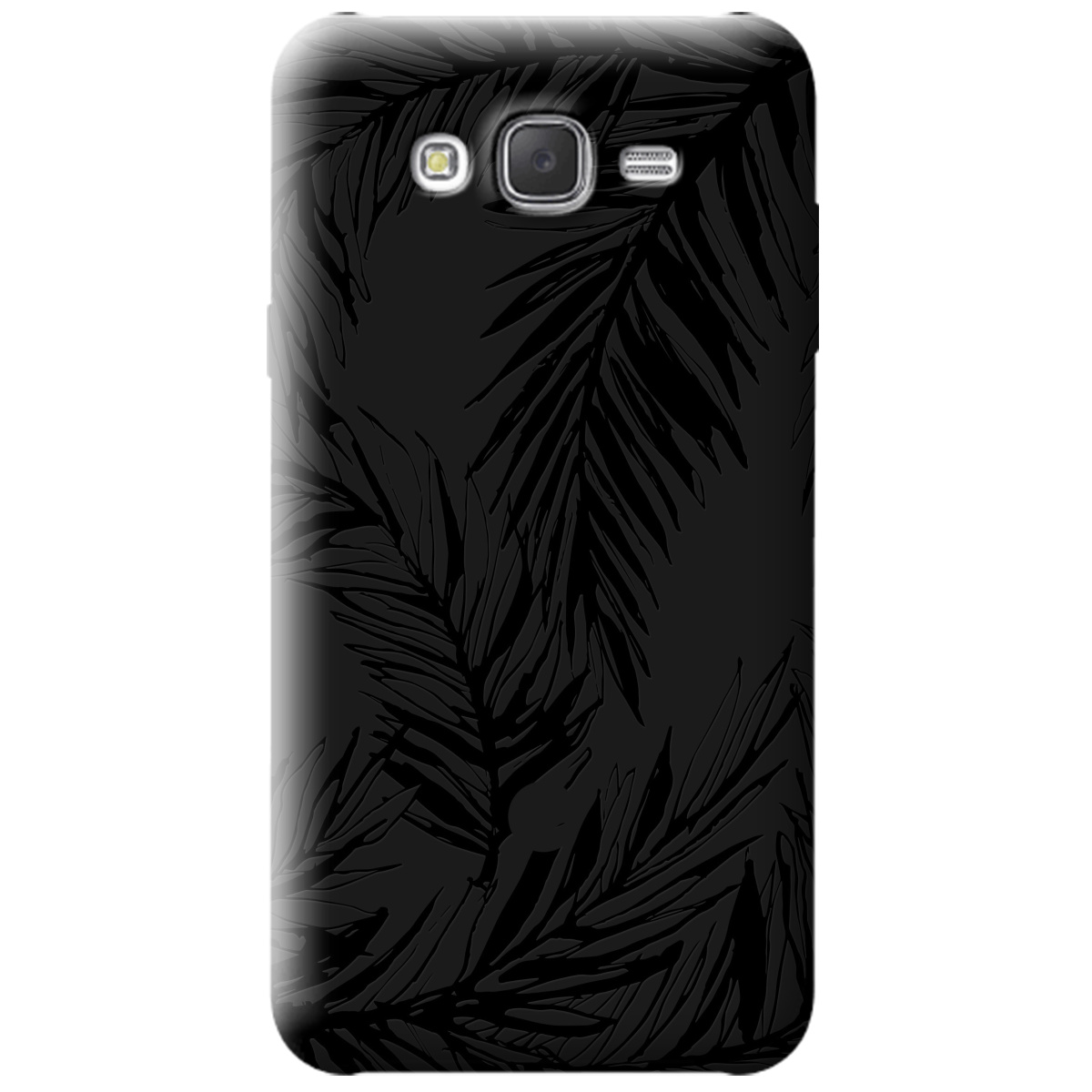 Чехол для Samsung Galaxy J7 2015 черный матовый soft touch Tropics - фото 1