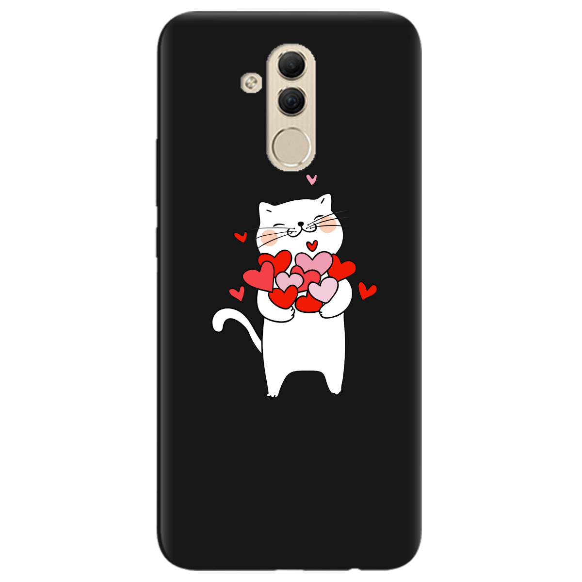 Чехол для Huawei Mate 20 Lite черный матовый soft touch loving heart - фото 1