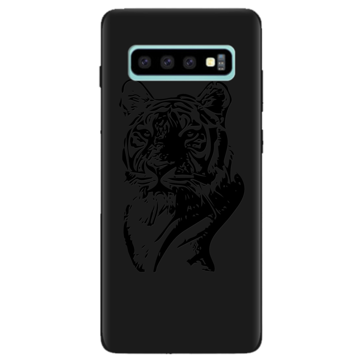 Чехол для Samsung Galaxy S10 Plus черный матовый soft touch Tiger - фото 1