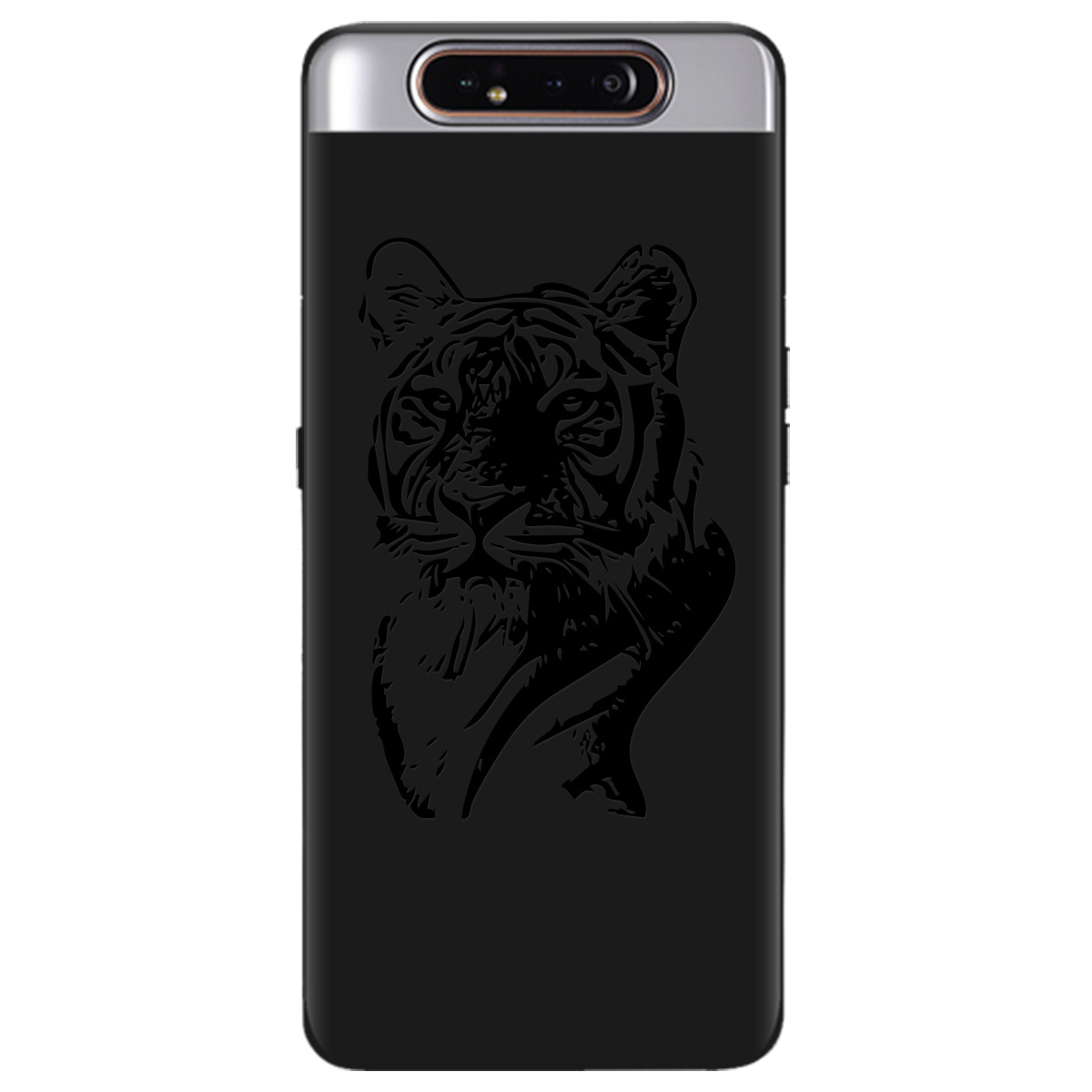 Чехол для Samsung Galaxy A80 черный матовый soft touch Tiger - фото 1