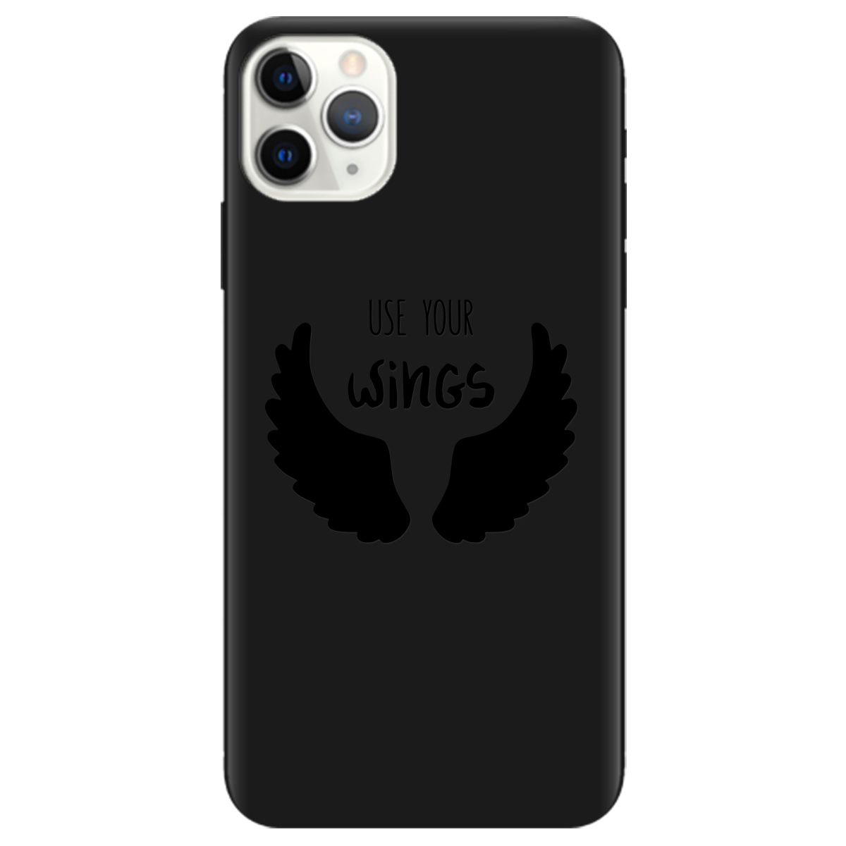 Чехол для Apple iPhone 11 Pro Max черный матовый soft touch Wings - фото 1