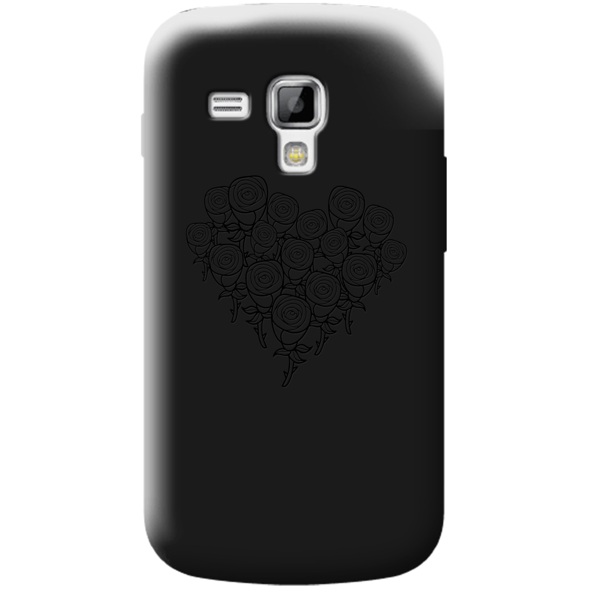 Чехол для Samsung Galaxy S Duos S7562 черный матовый soft touch Love - фото 1