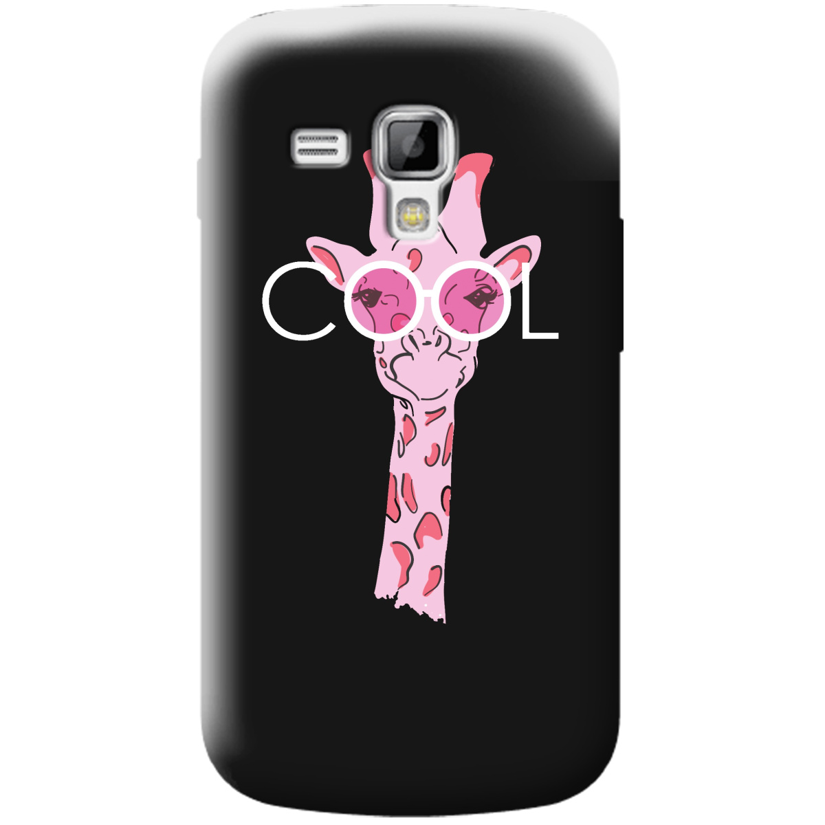 Чехол для Samsung Galaxy S Duos S7562 черный матовый soft touch Cool giraffe - фото 1
