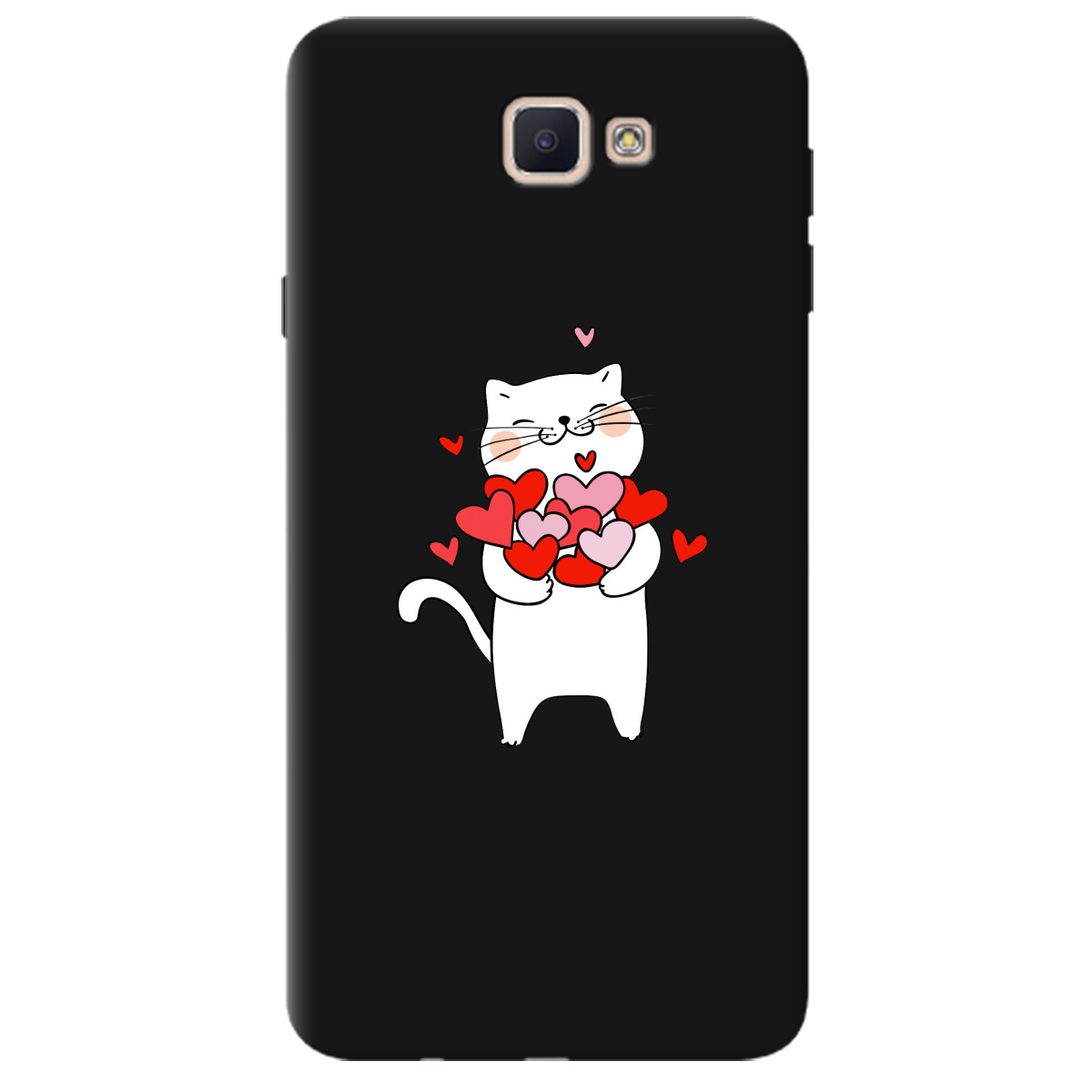 Чохол для Samsung Galaxy J7 Prime чорний матовий soft touch loving heart - фото 1