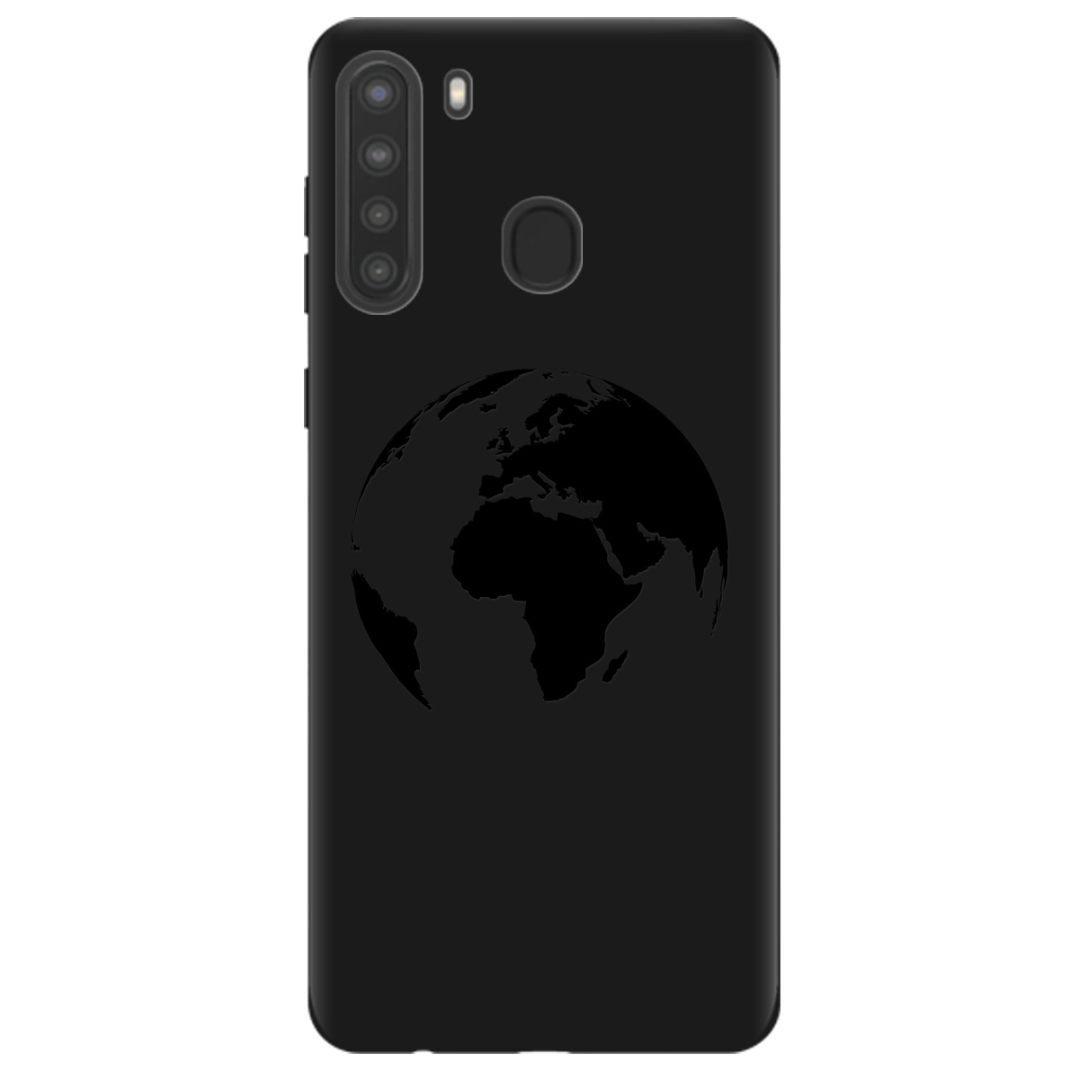 Чехол для Samsung Galaxy A21 черный матовый soft touch Planet - фото 1