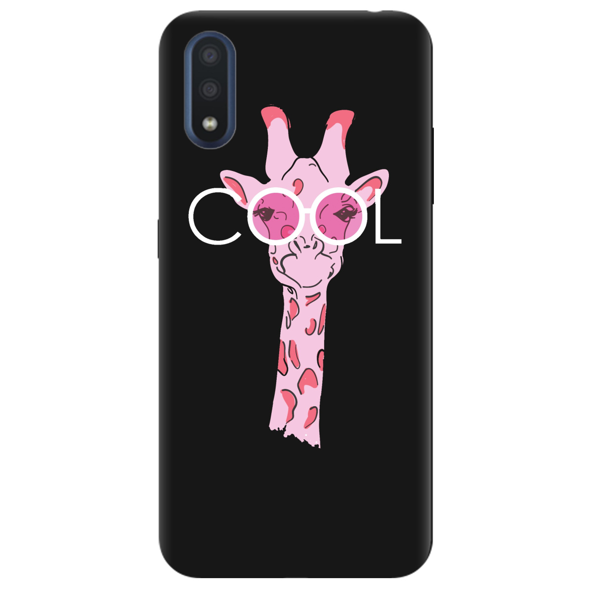 Чехол для Samsung Galaxy M01 черный матовый soft touch Cool giraffe - фото 1