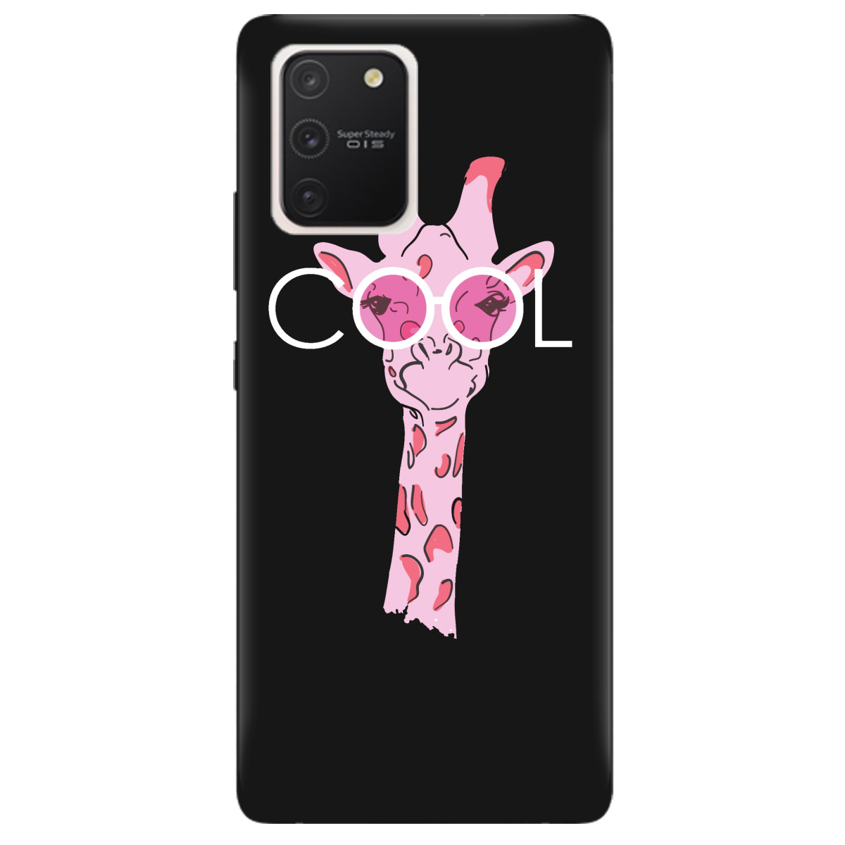 Чехол для Samsung Galaxy S10 Lite черный матовый soft touch Cool giraffe - фото 1