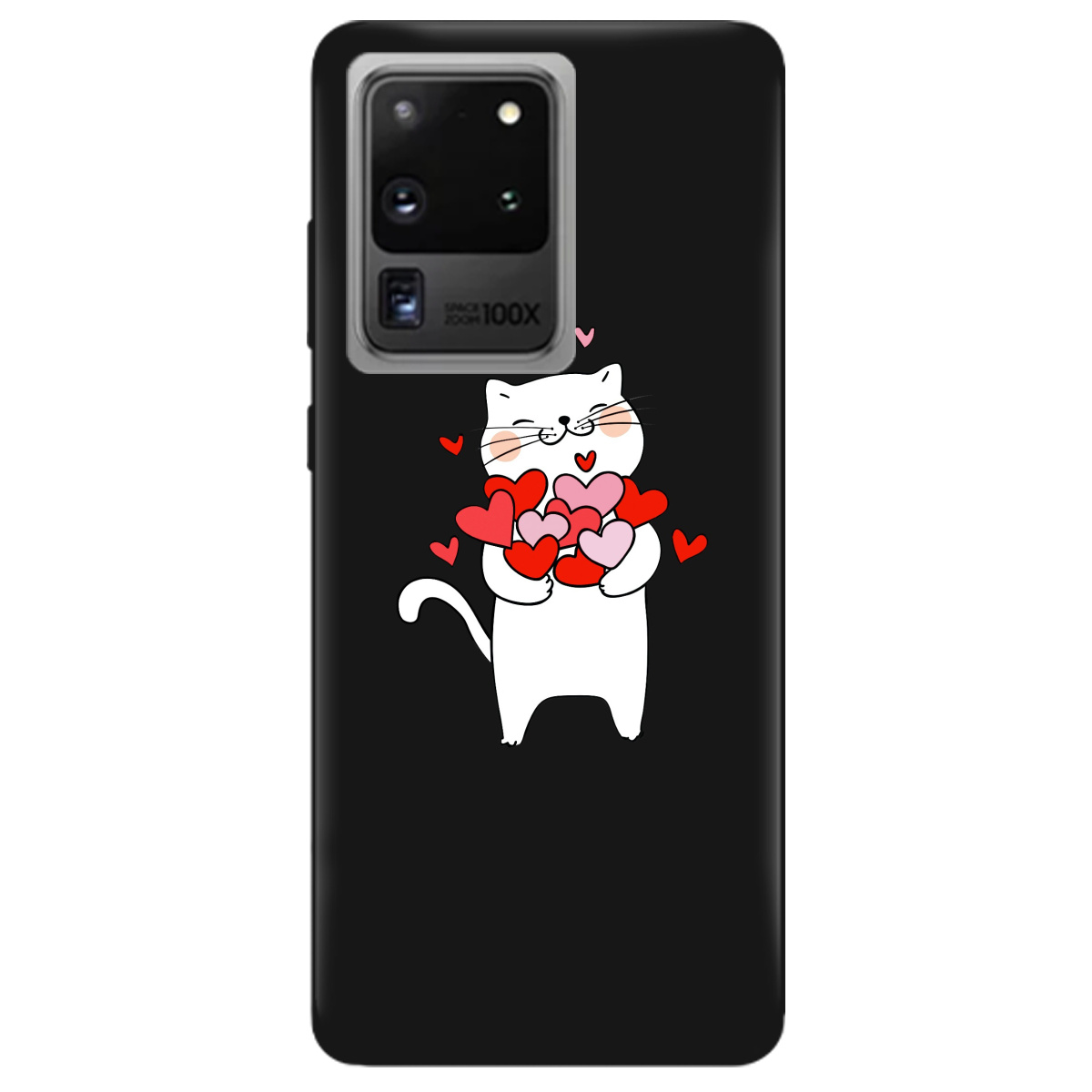 Чехол для Samsung Galaxy S20 Ultra черный матовый soft touch loving heart - фото 1