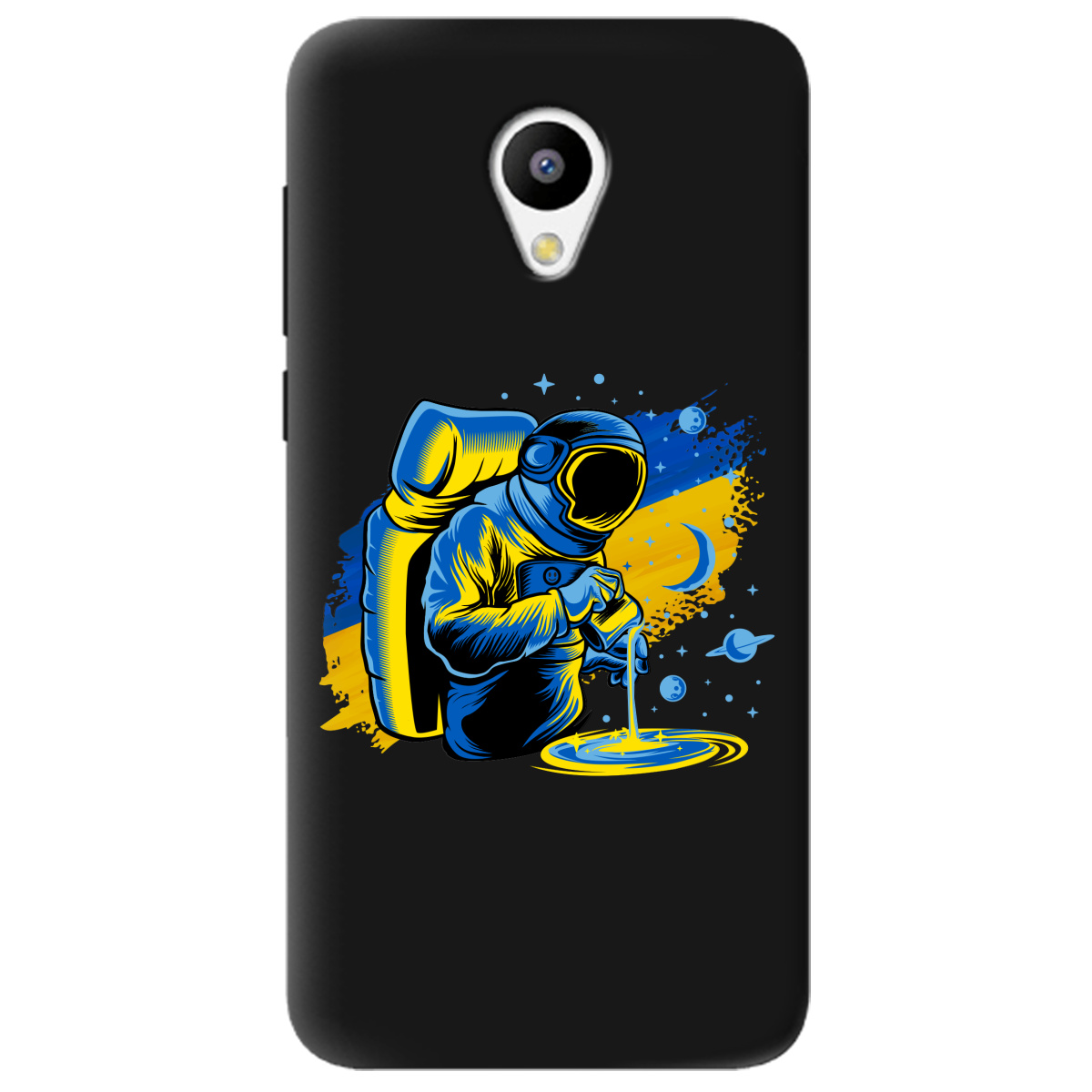 Чохол для Meizu M3/M3s чорний матовий soft touch Ukrainian space - фото 1