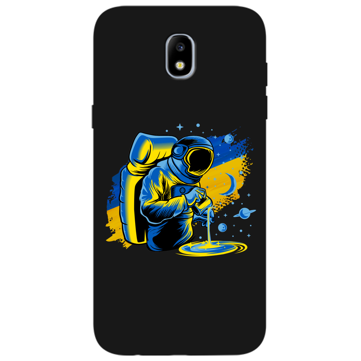 Чохол для Samsung Galaxy J5 2017 чорний матовий soft touch Ukrainian space - фото 1