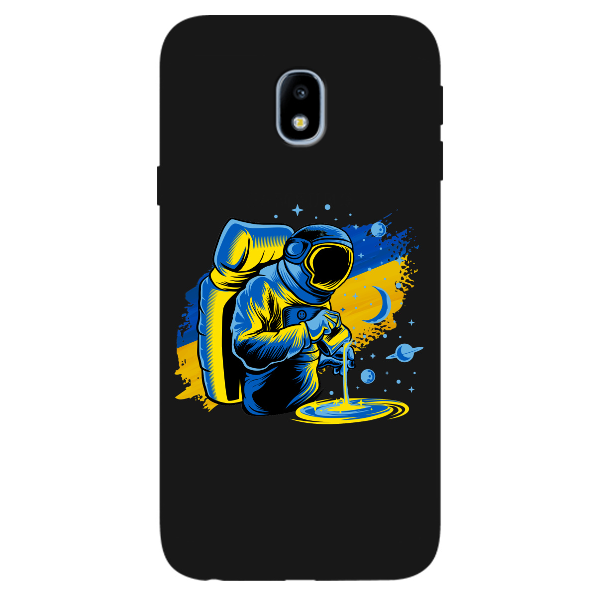 Чехол для Samsung Galaxy J3 2017 черный матовый soft touch Ukrainian space - фото 1