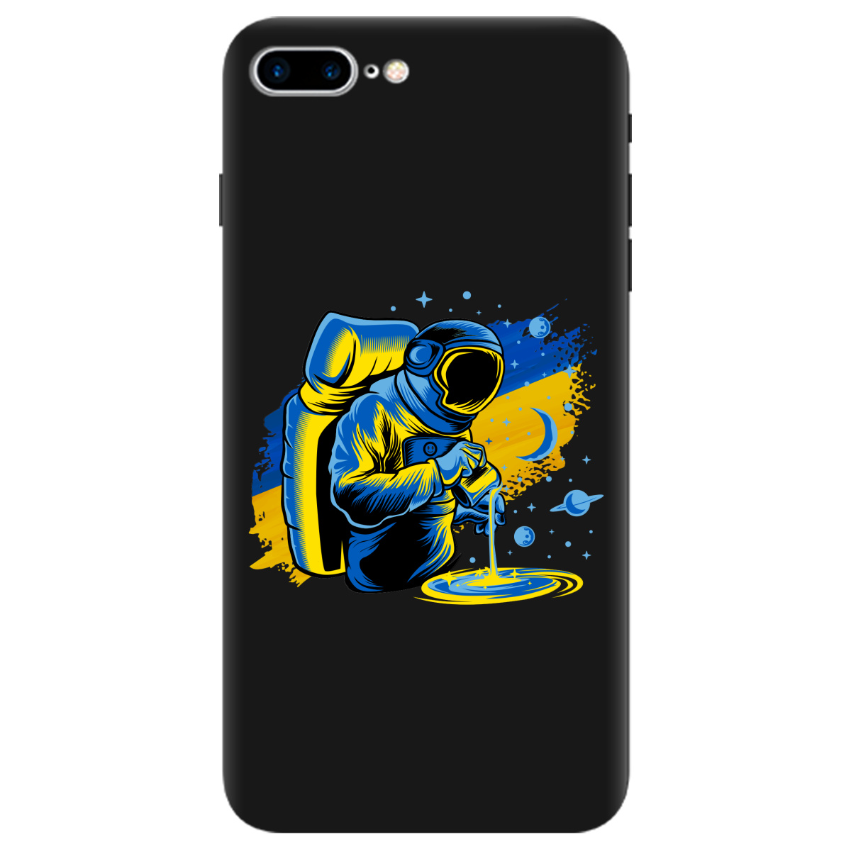 Чехол для Apple iPhone 8 Plus черный матовый soft touch Ukrainian space - фото 1