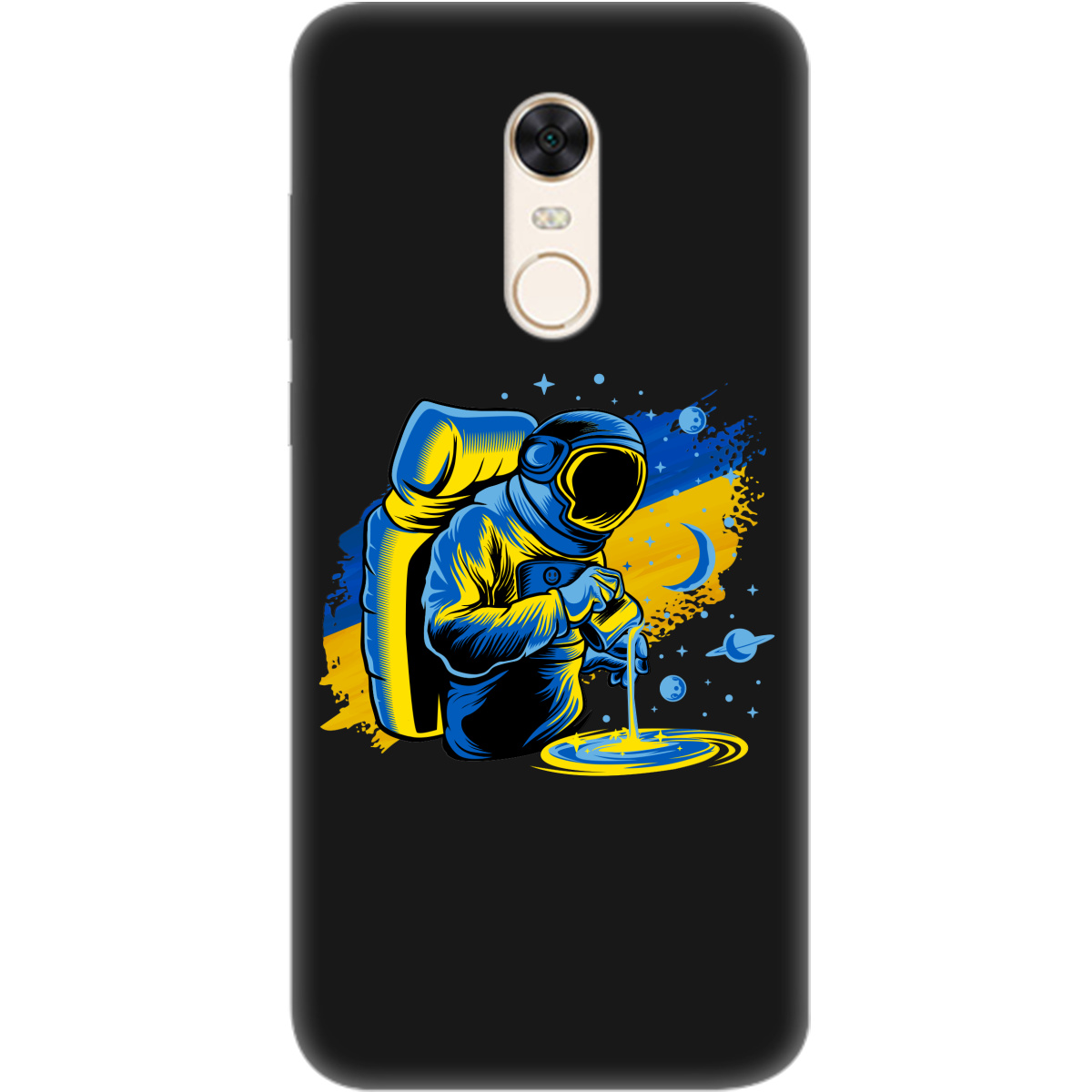 Чехол для Xiaomi Redmi 5 Plus черный матовый soft touch Ukrainian space - фото 1