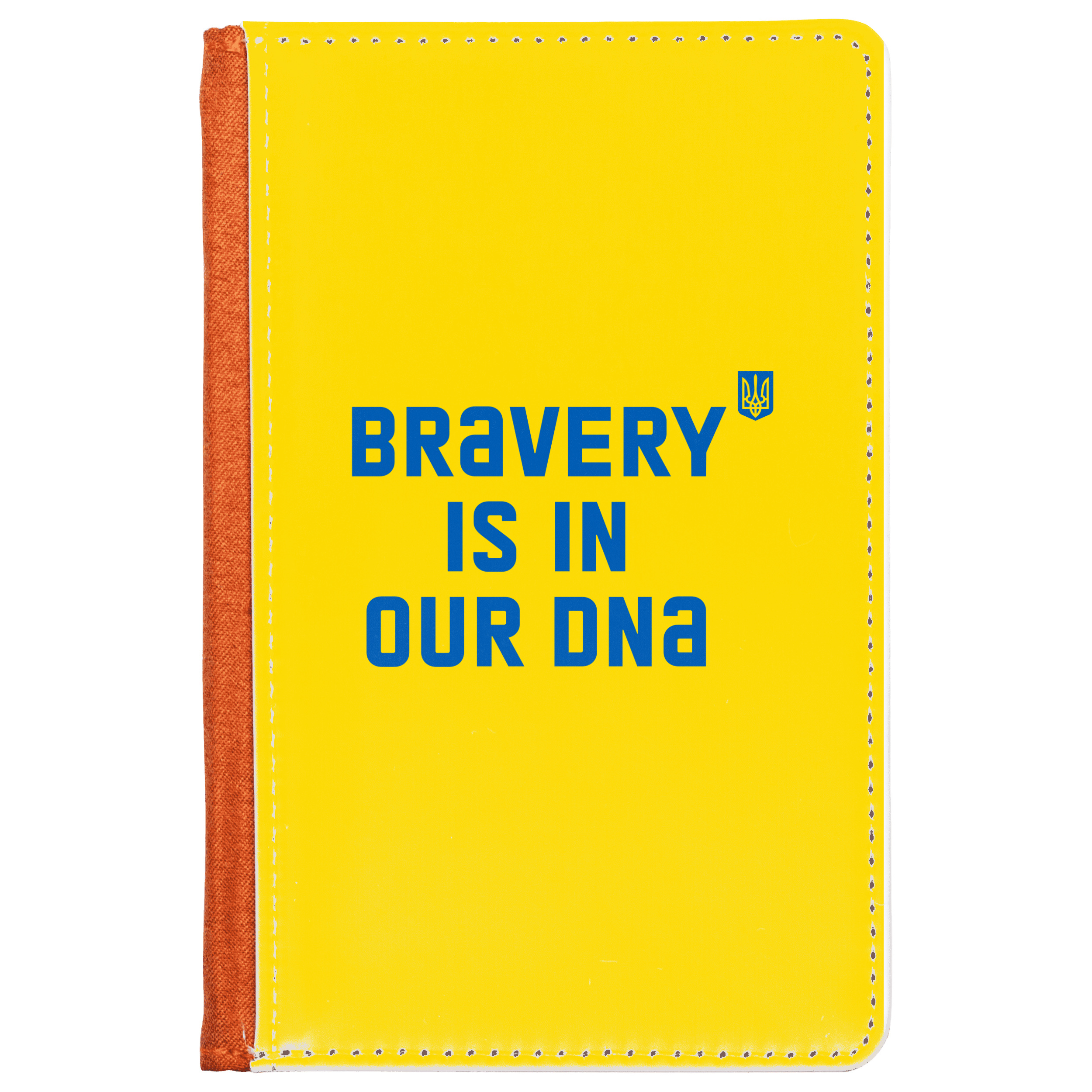 Обложка для паспорта оранжевая Bravery is in our DNA - фото 1