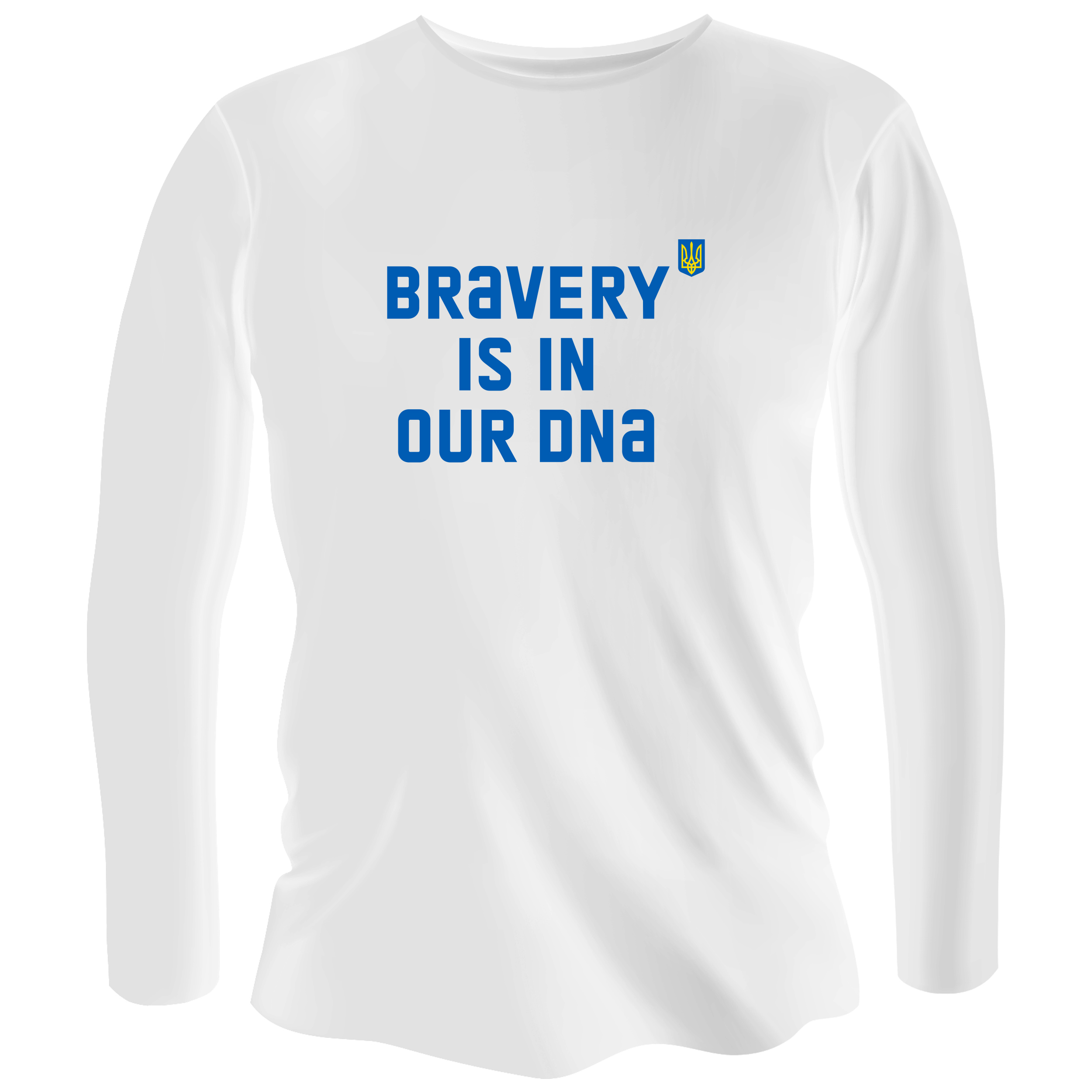 Лонгслів чоловічий білий бавовна/еластан Bravery is in our DNA S - фото 1