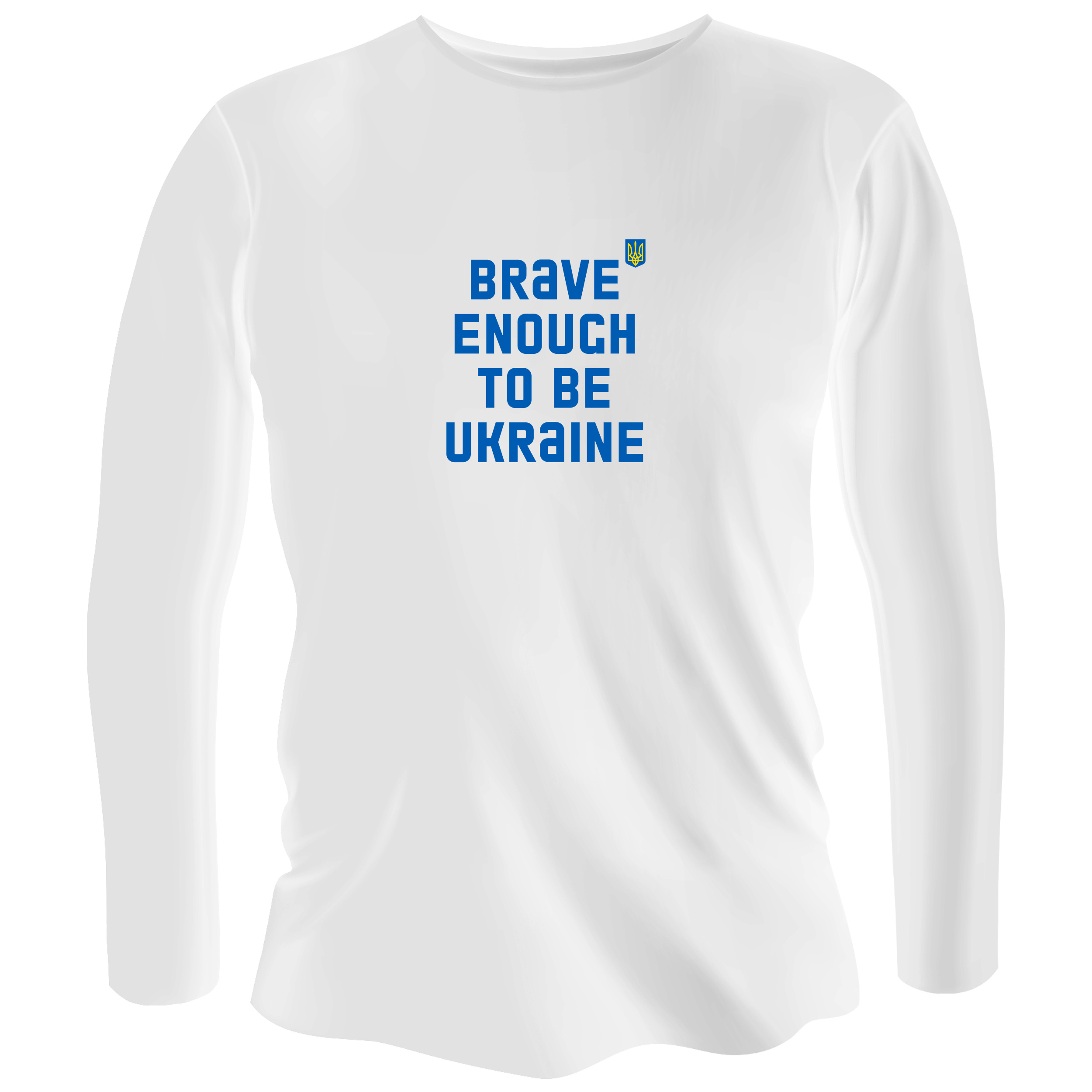 Лонгслів чоловічий білий бавовна/еластан Brave enough to be Ukraine XXXL - фото 1