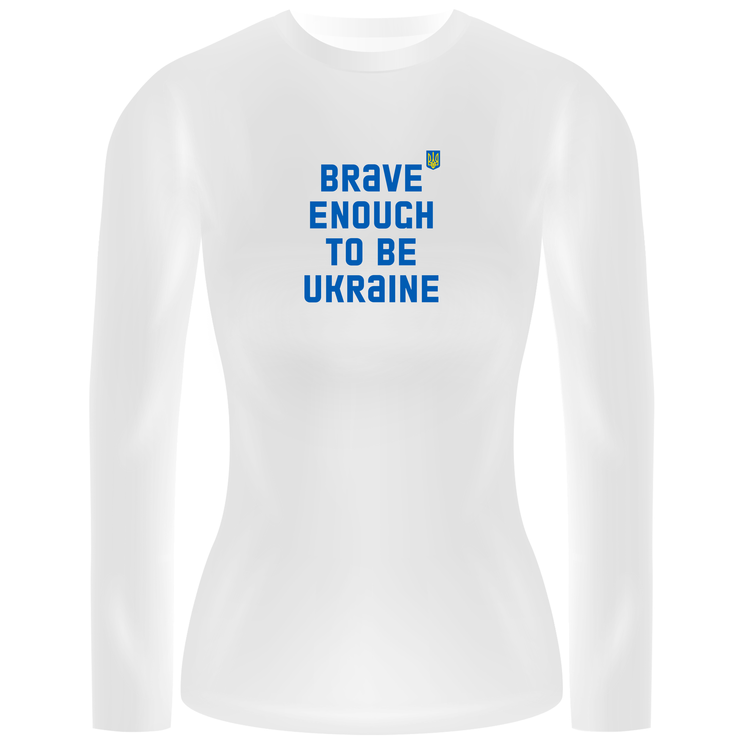 Лонгслив женский белый хлопок/эластан Brave enough to be Ukraine XL - фото 1