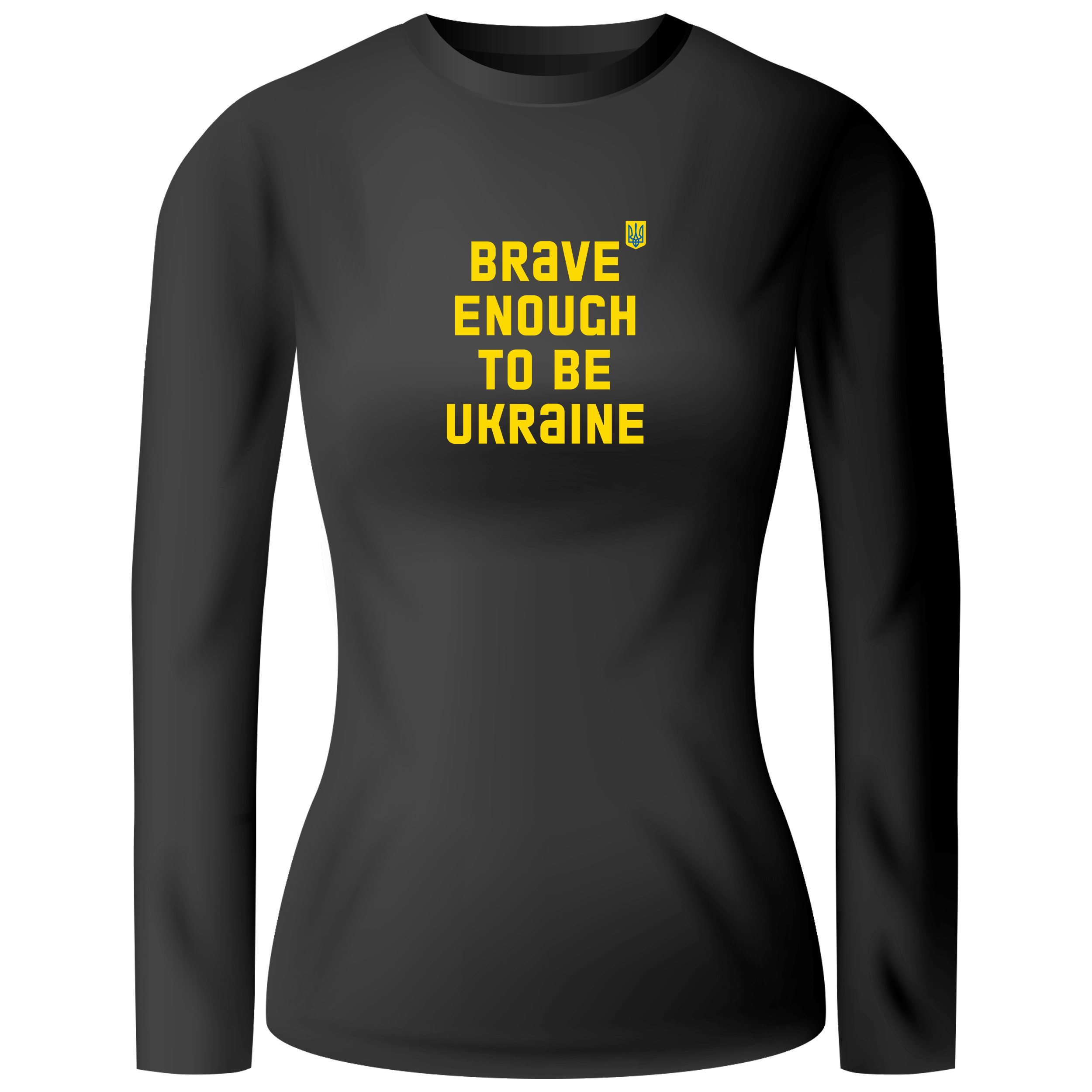 Лонгслів женский чорний бавовна/еластан Brave enough to be Ukraine S - фото 1