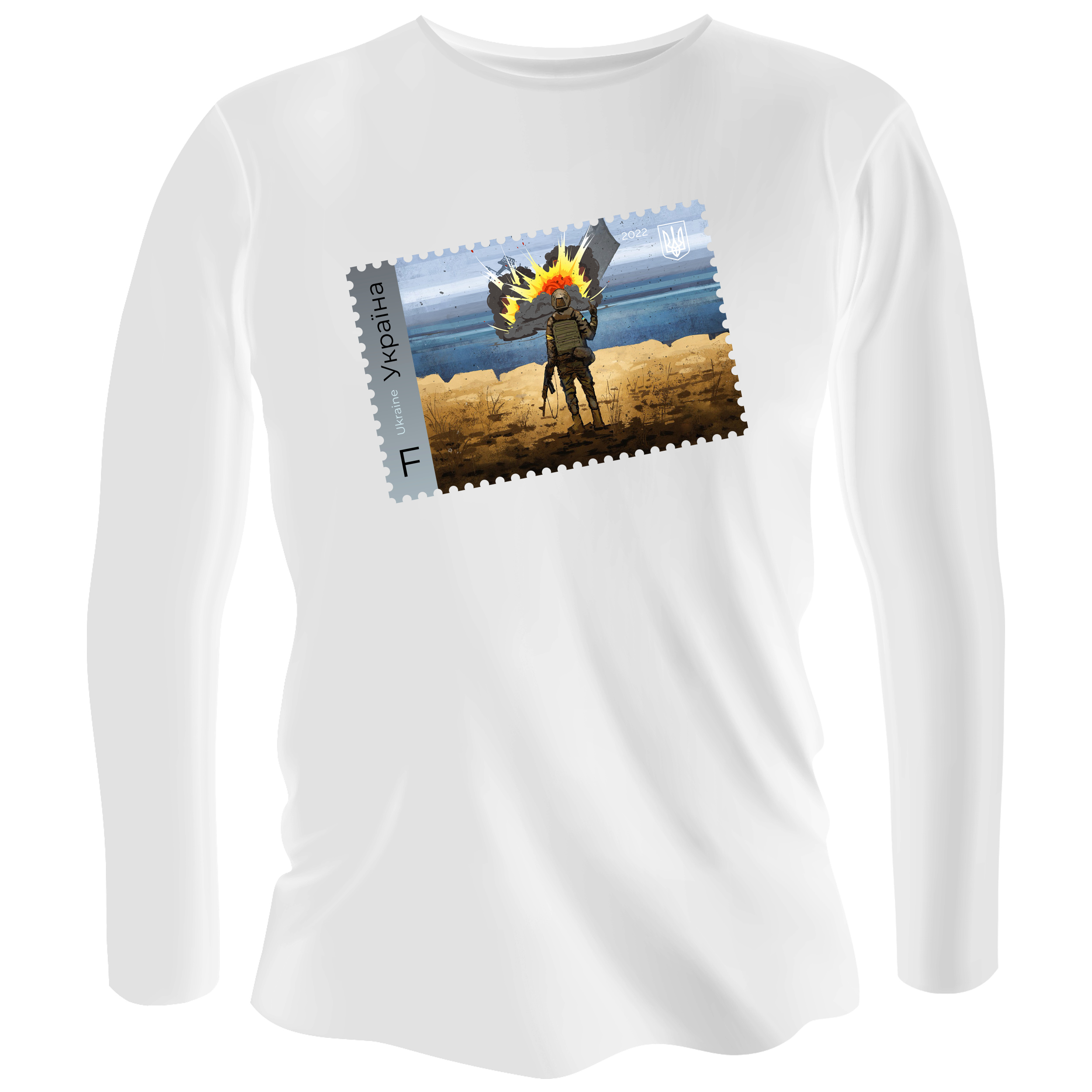 Лонгслів чоловічий білий бавовна/еластан Марка M - фото 1