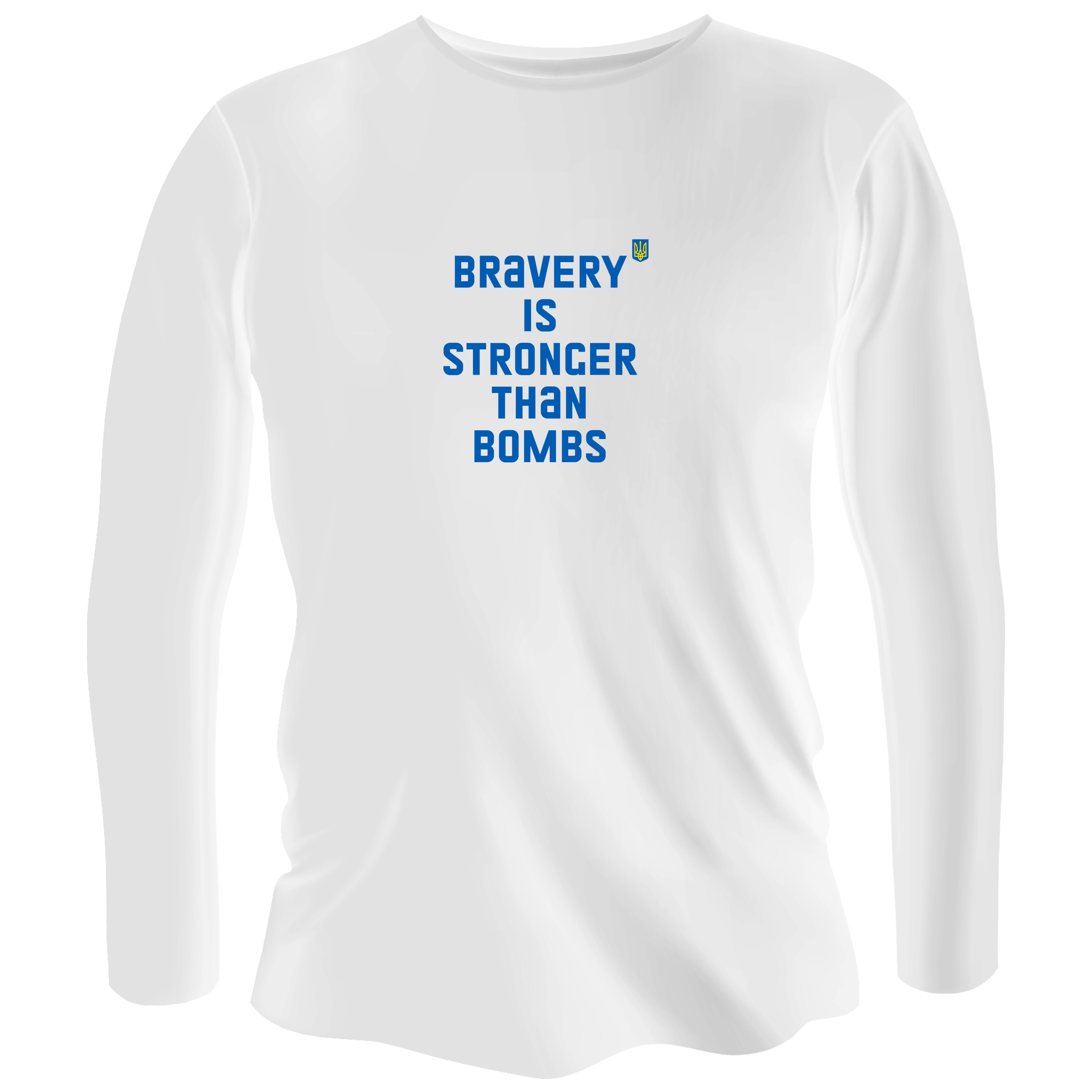 Лонгслив мужской белый хлопок/эластан Bravery is stronger than bombs XXXL - фото 1