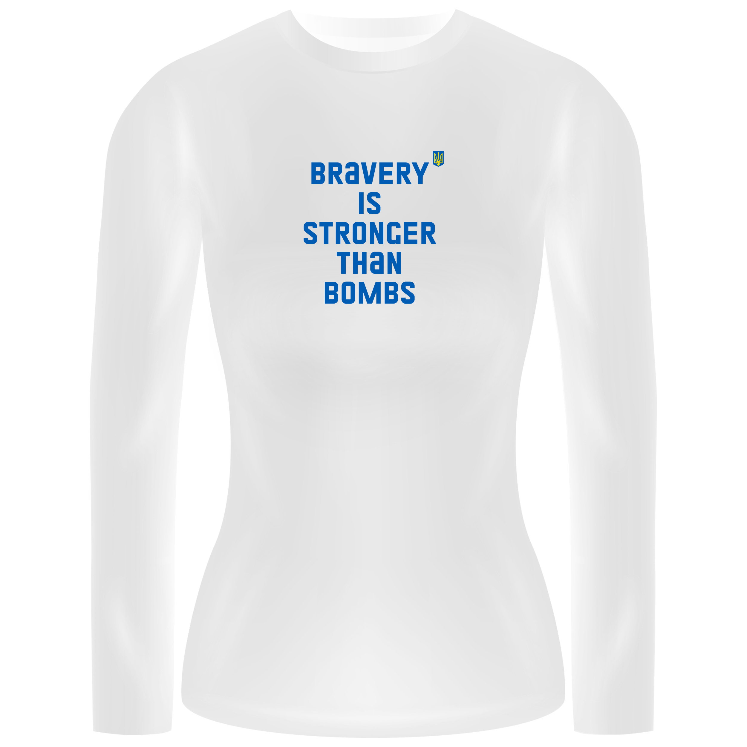 Лонгслів женский білий бавовна/еластан Bravery is stronger than bombs L - фото 1