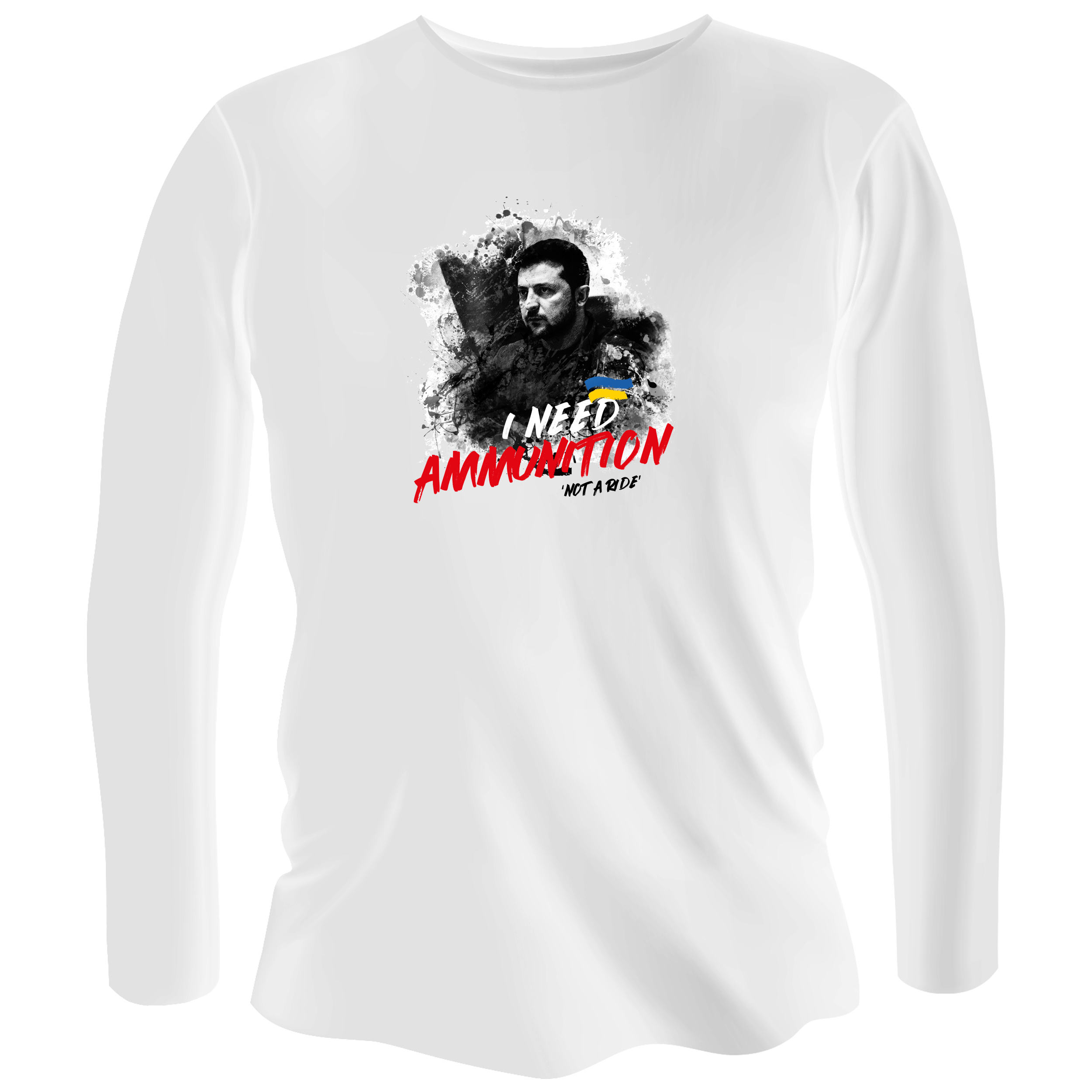 Лонгслів чоловічий білий бавовна/еластан I need ammunition ‘not a ride’ XXL - фото 1