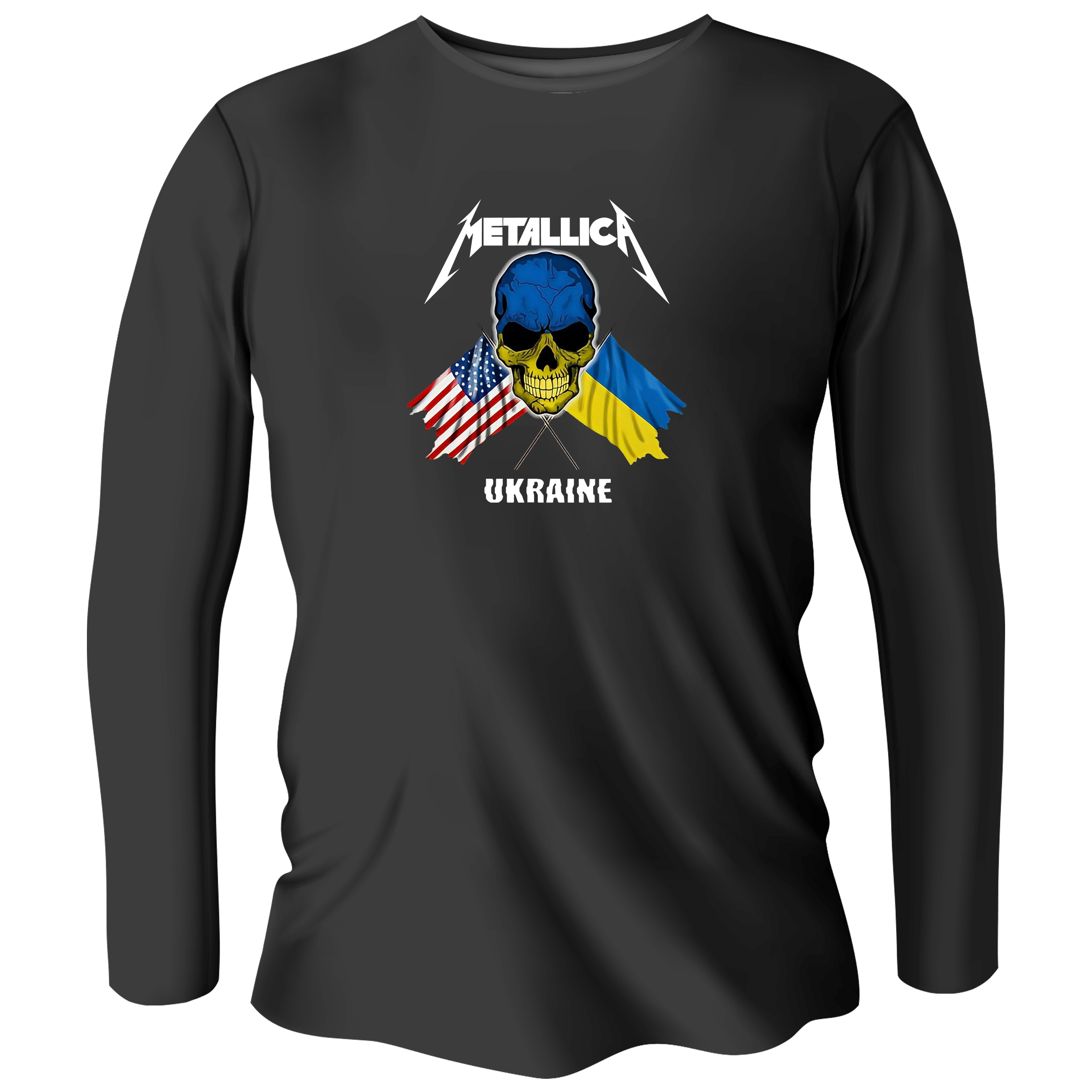 Лонгслив мужской чёрный хлопок/эластан Metallica Ukraine XL - фото 1