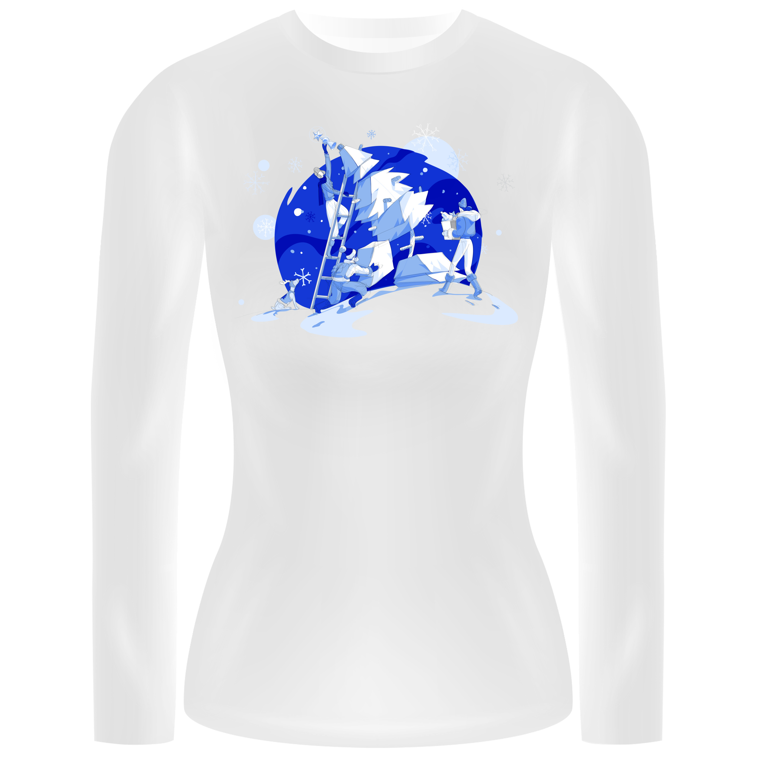 Лонгслив женский белый хлопок/эластан Winter Christmas XXXL - фото 1