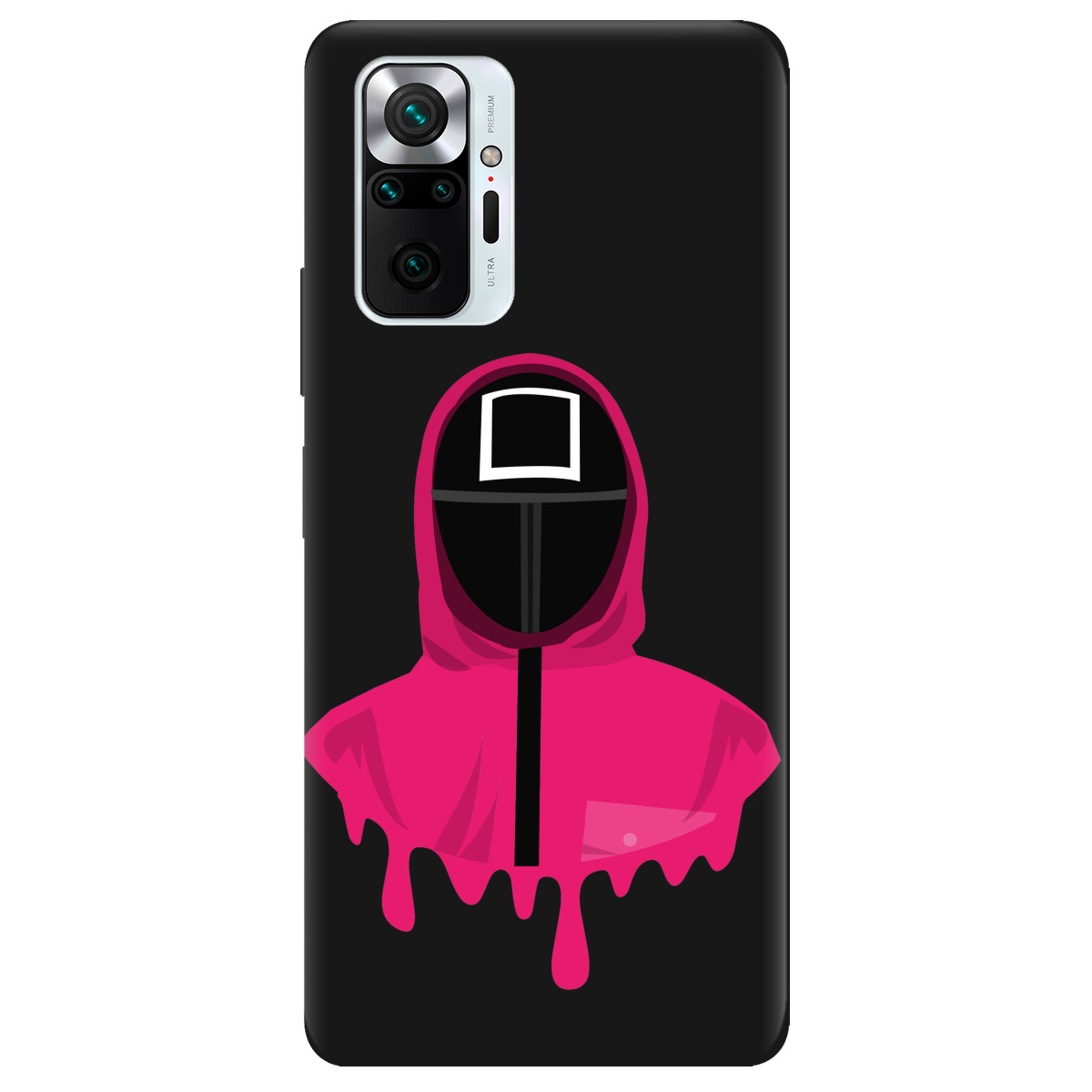 Чехол для Xiaomi Redmi Note 10 Pro черный матовый soft touch Игра в кальмара - фото 1