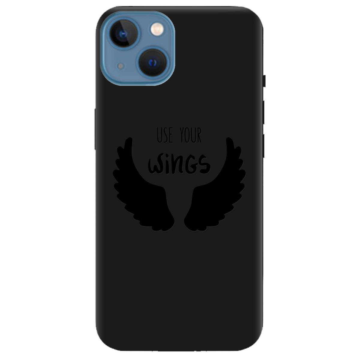 Чехол для Apple iPhone 13 черный матовый soft touch Wings - фото 1