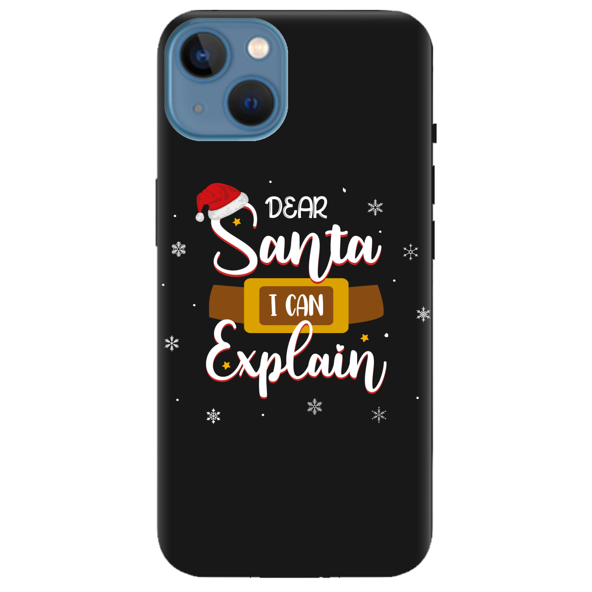 Чохол для Apple iPhone 13 чорний матовий soft touch Dear Santa - фото 1