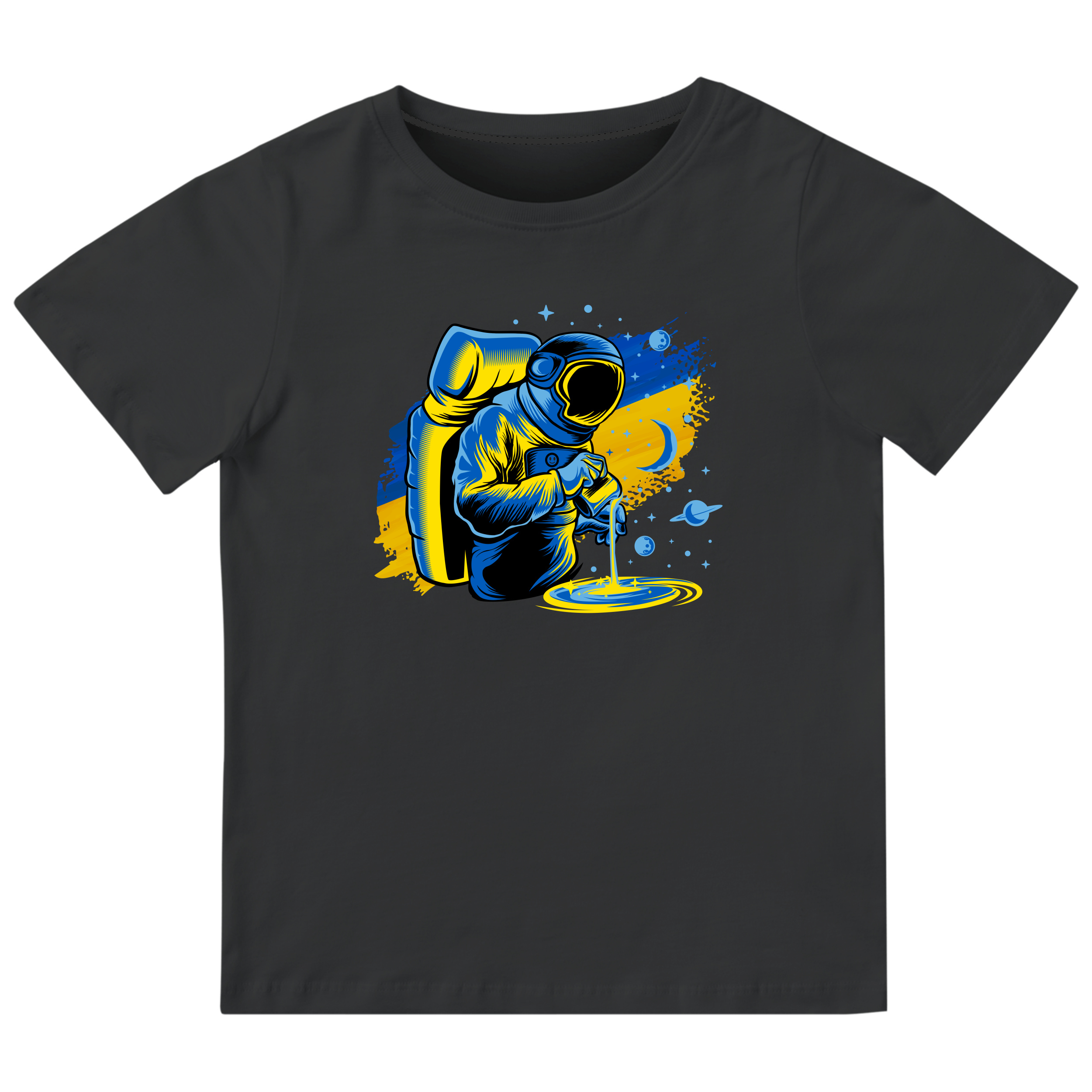 Футболка дитяча чорна бавовна/еластан Ukrainian universe 128 - фото 1