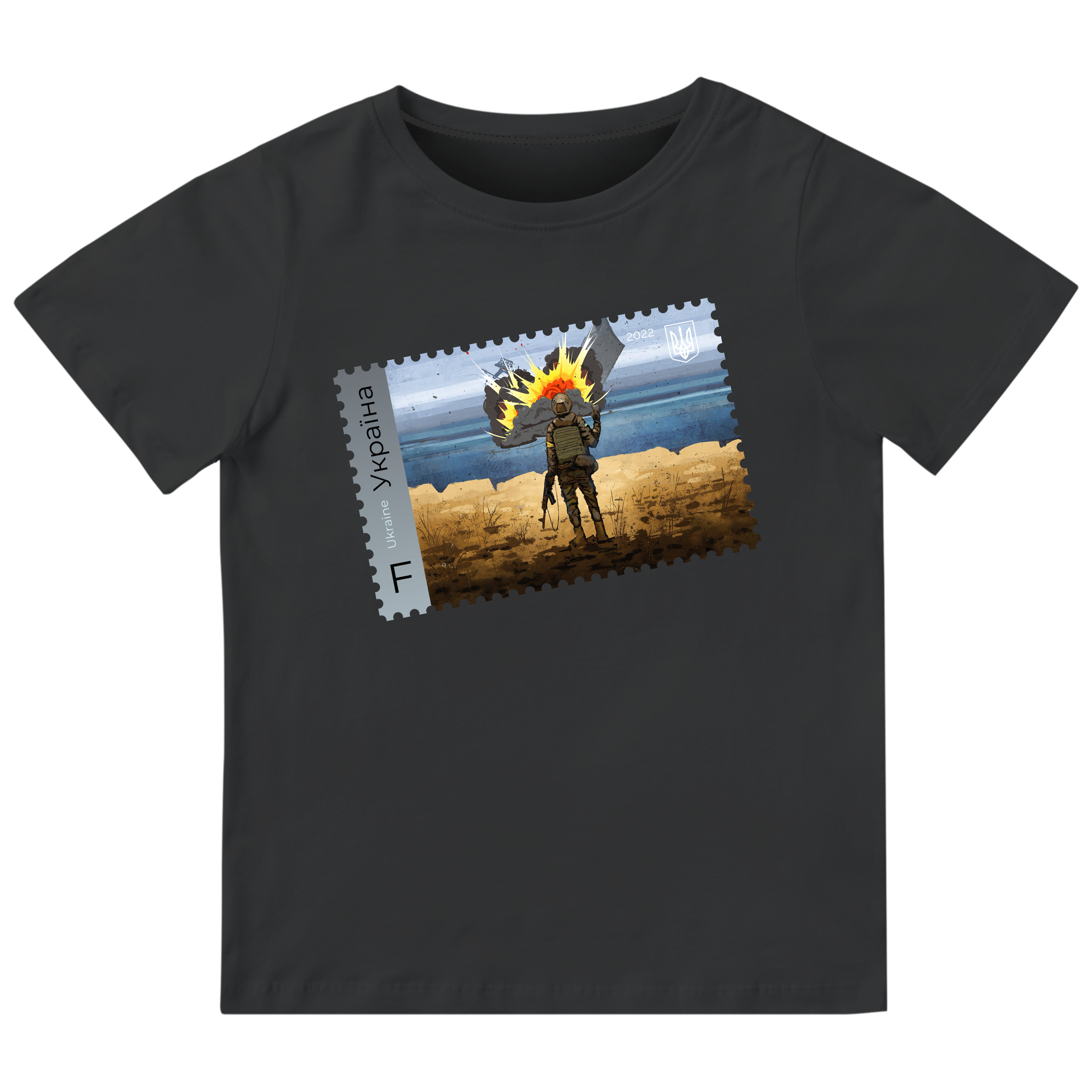 Футболка дитяча чорна бавовна/еластан Марка 152 - фото 1