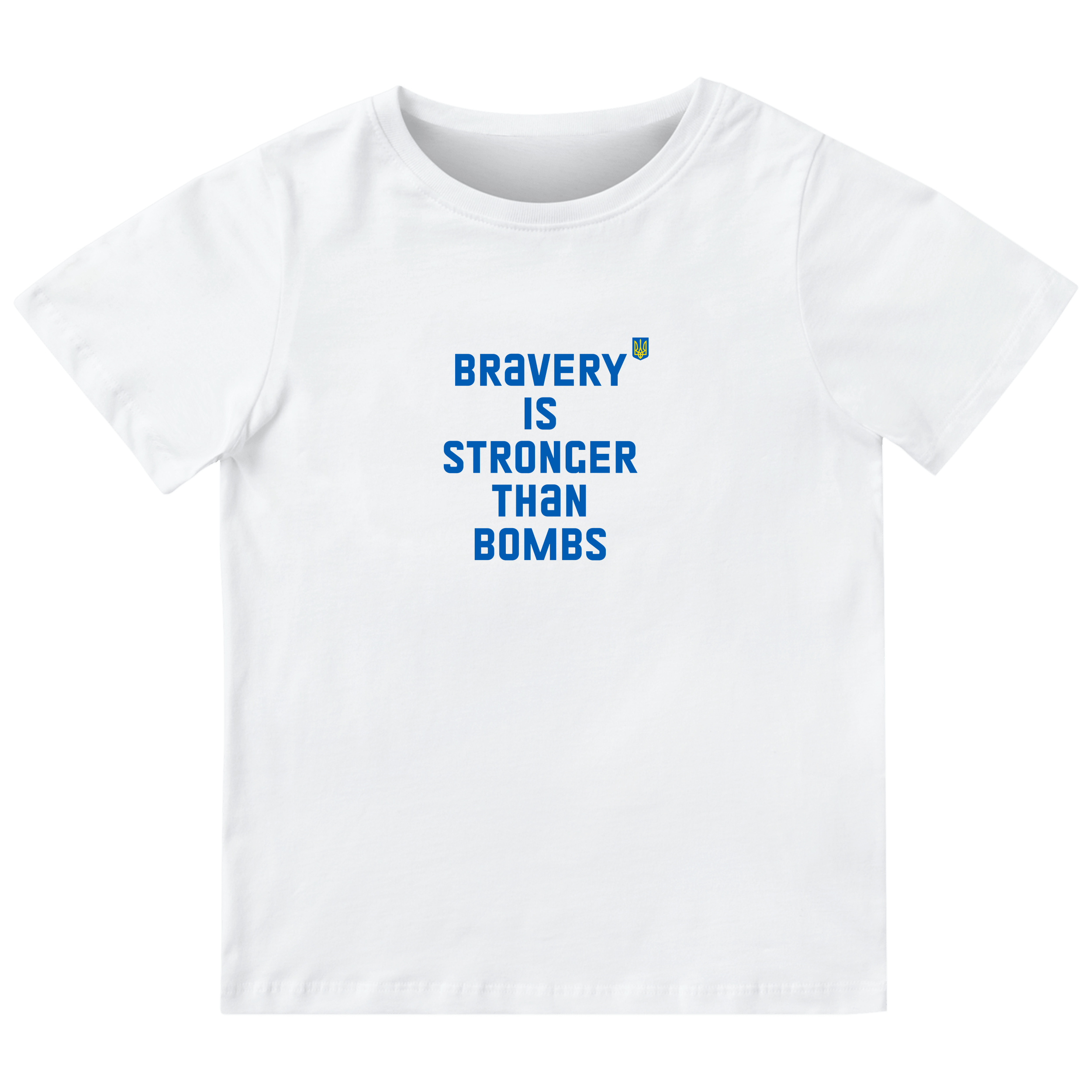 Футболка дитяча біла бавовна/еластан Bravery is stronger than bombs 152 - фото 1