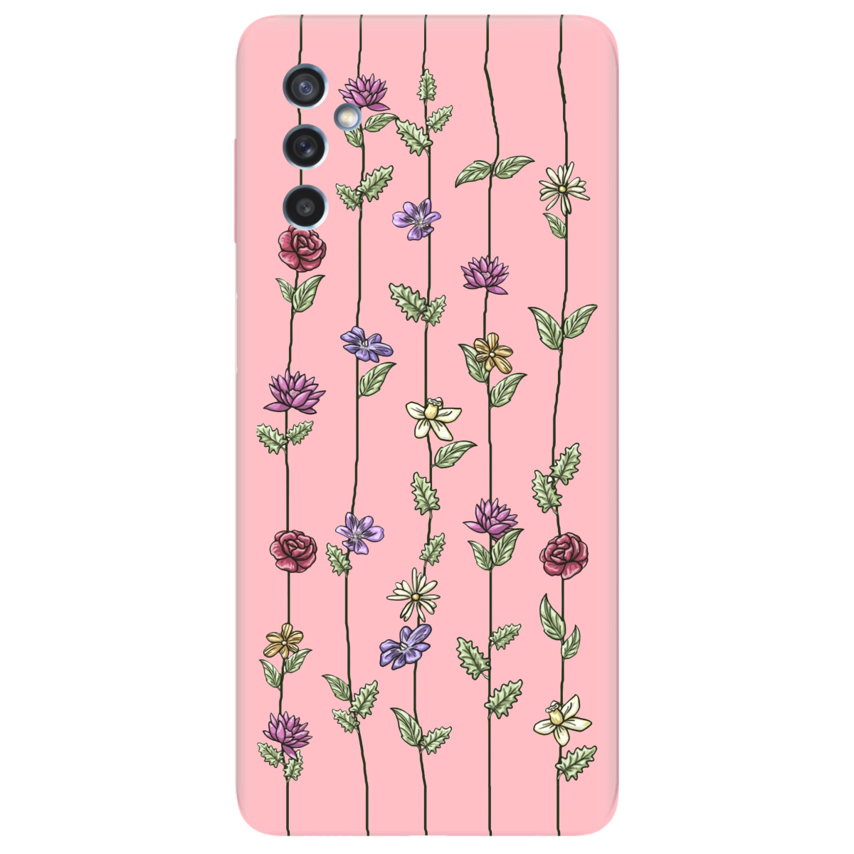 Чехол для Samsung Galaxy M52 нежно-розовый матовый soft touch Vines - фото 1