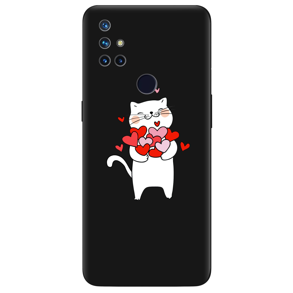 Чехол для OnePlus Nord N10 5G черный матовый soft touch loving heart - фото 1